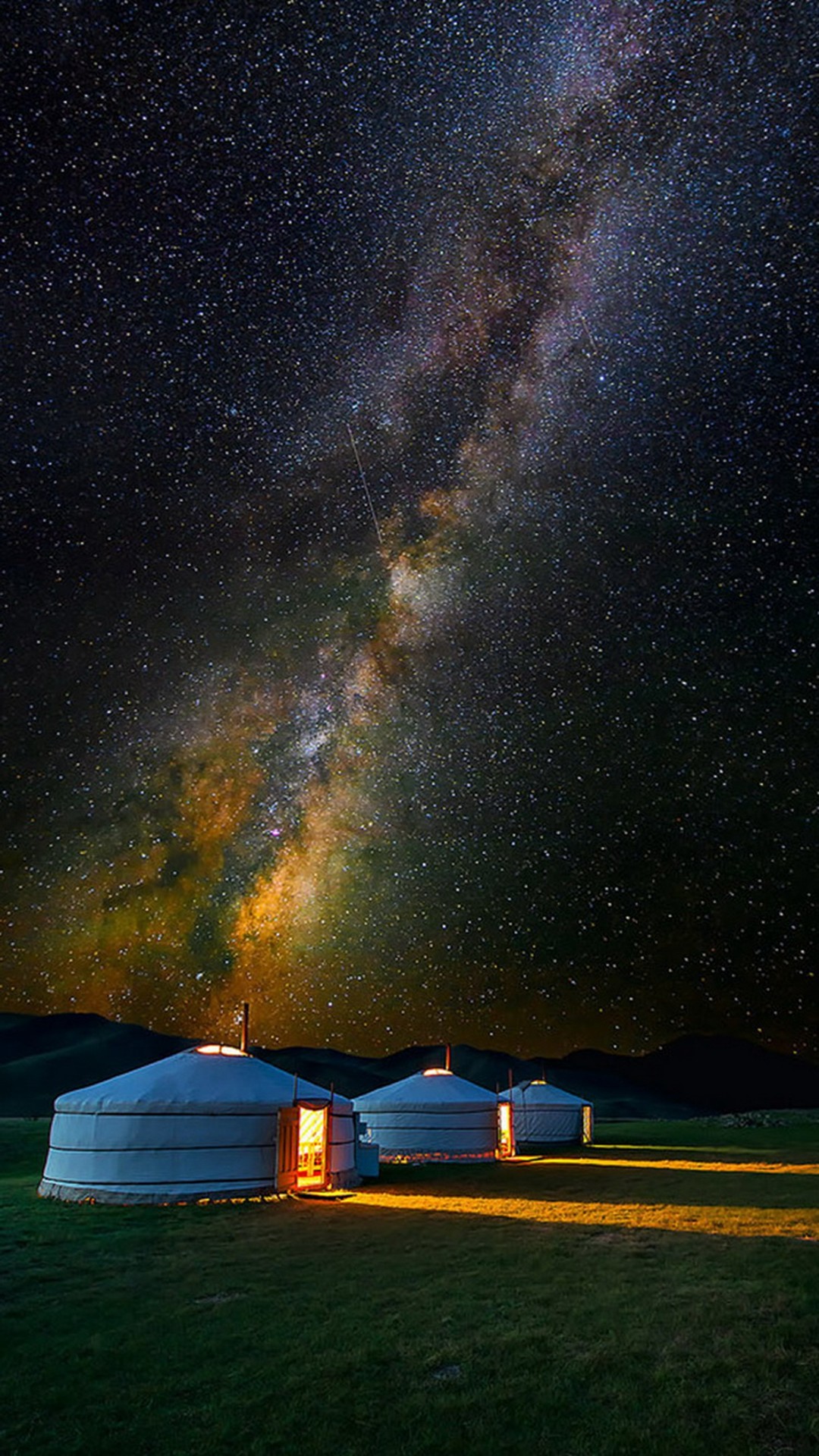 1080x1920 Mongolian Yurt Camp Milky Way Stars #iPhone #6 #plus #wallpaper