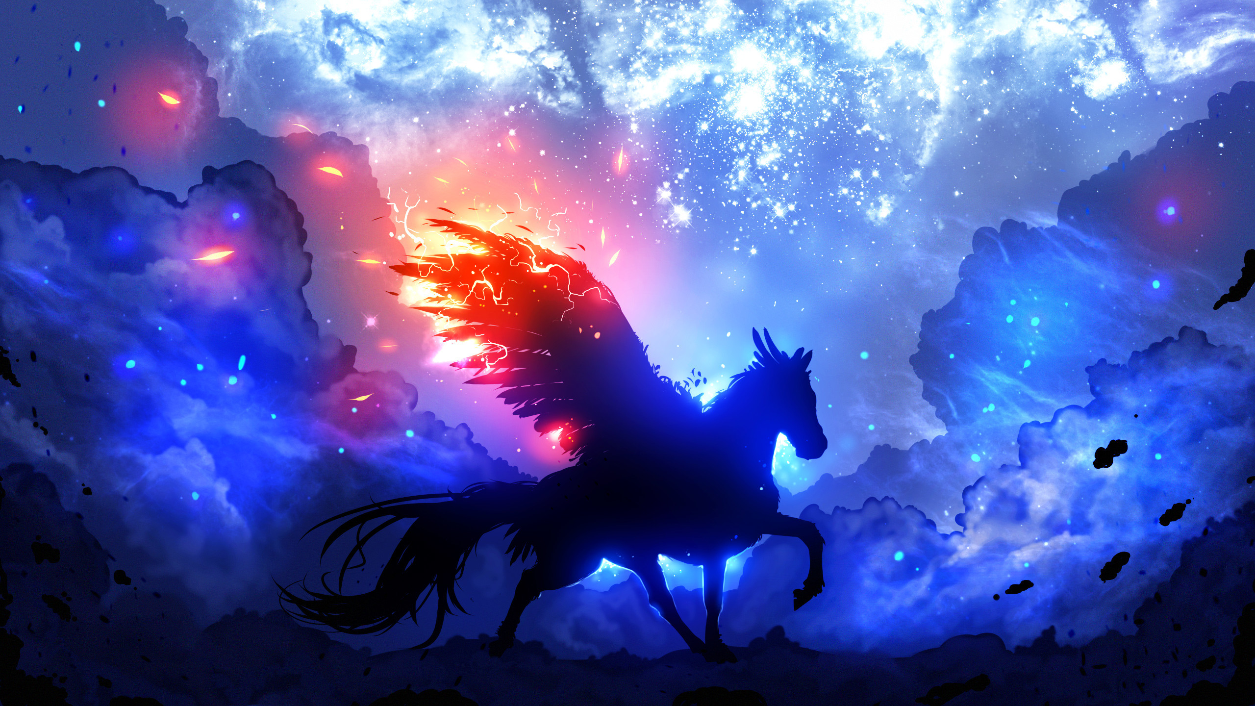 2560x1440 Creative Graphics / Pegasus Wallpaper. Pegasus, Guardian, Space, Stars