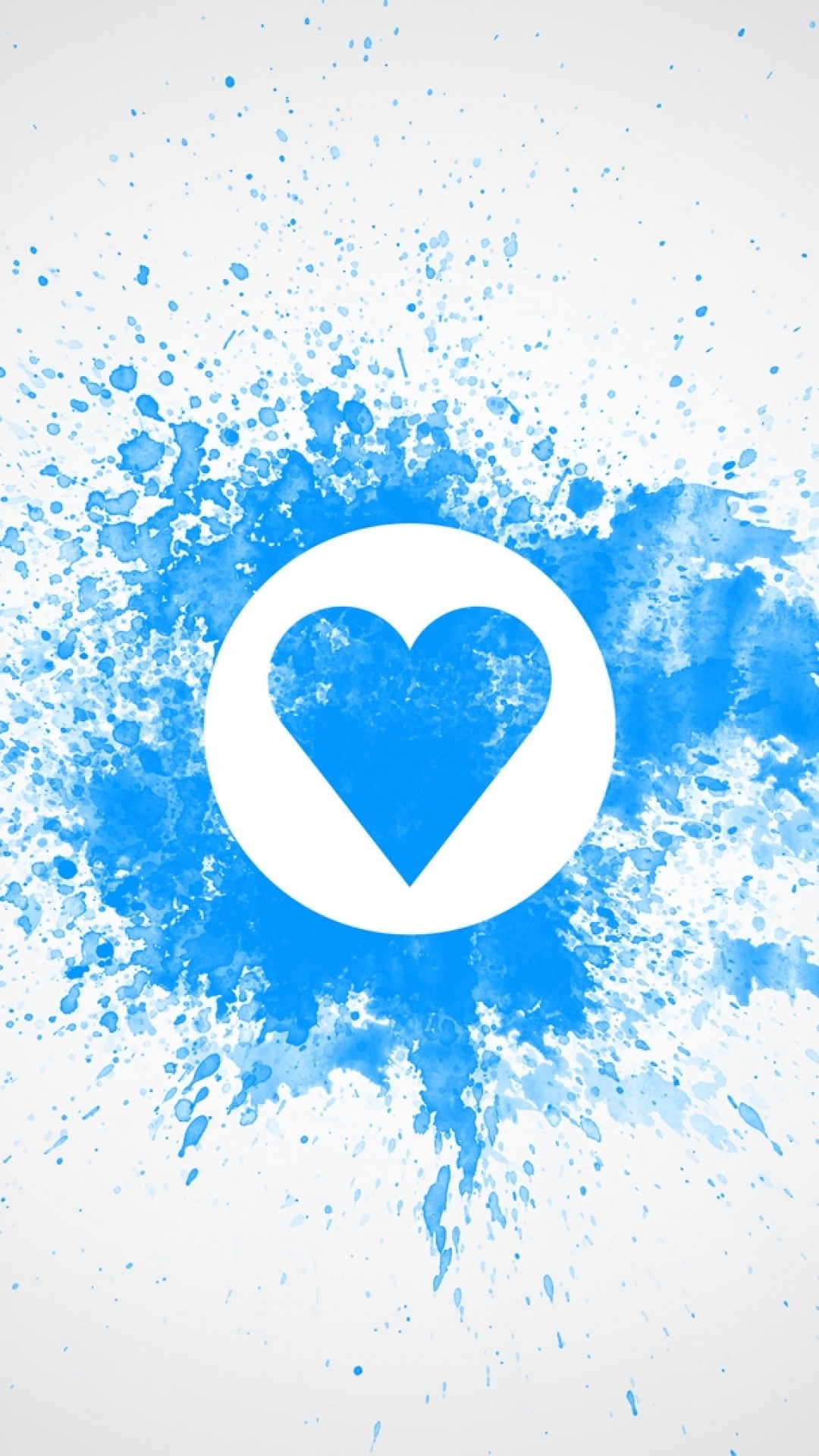 1080x1920  Wallpaper drawing on wall, chalk, blue, white, heart, love,