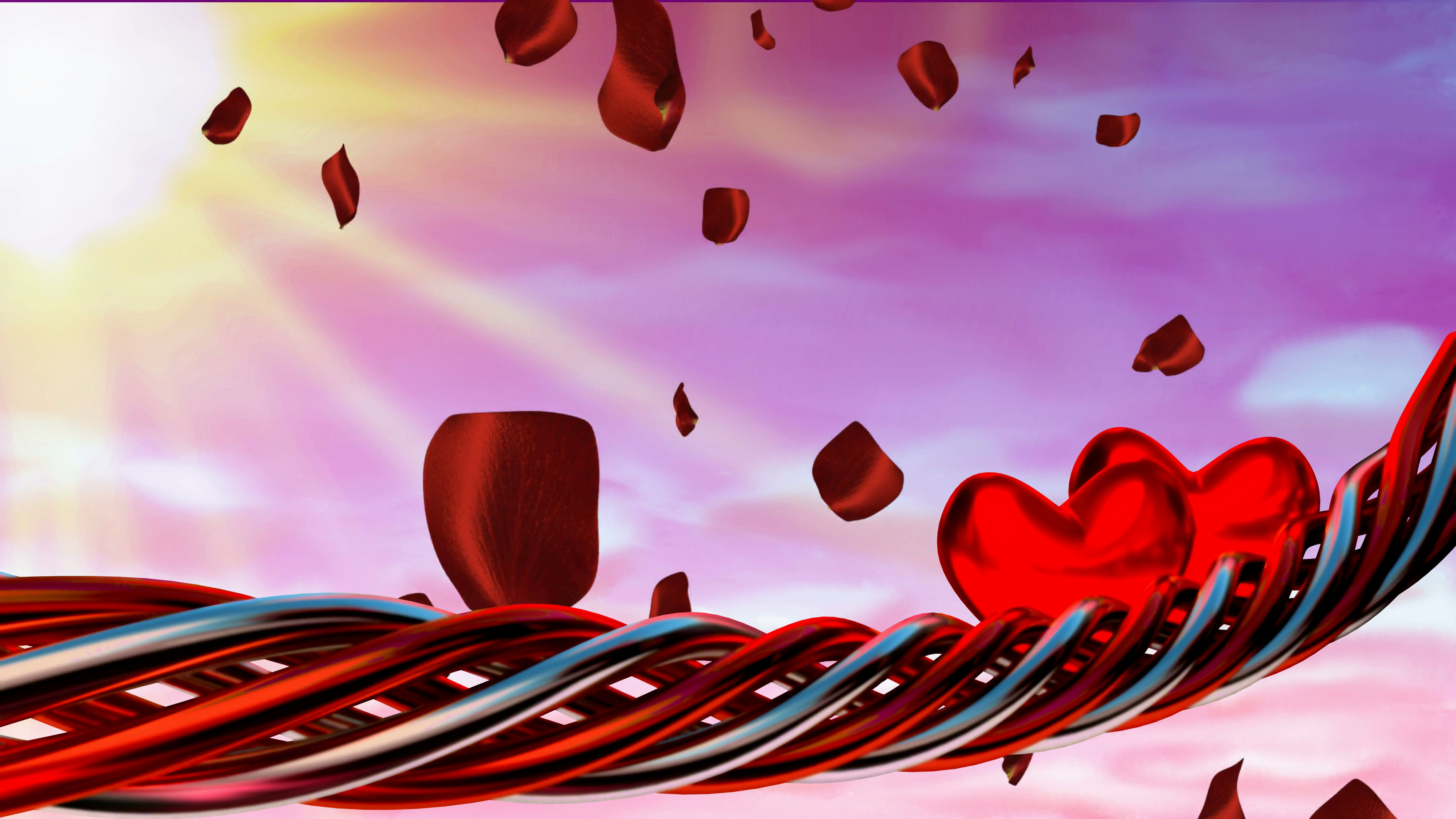 3840x2160 Motion background with red hearts and petals Motion Background - VideoBlocks