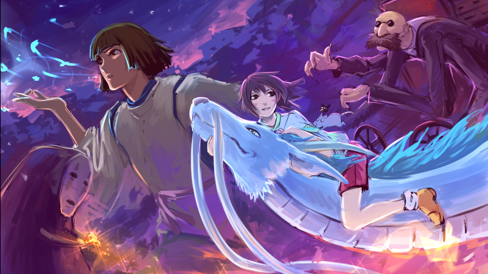 1920x1080 Studio Ghibli Spirited Away Haku (Spirited Away) Chihiro Ogino 1080p HD  Wallpaper Background