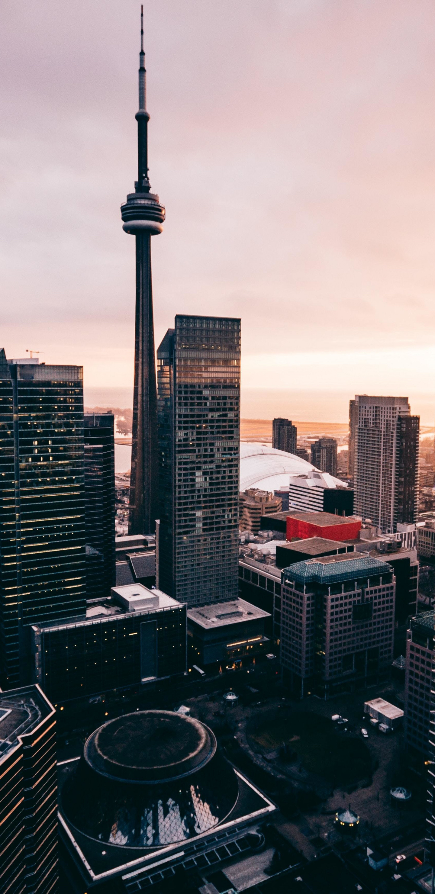 1440x2960 Skycrappers, buildings, cityscape, sunset, Toronto,  wallpaper