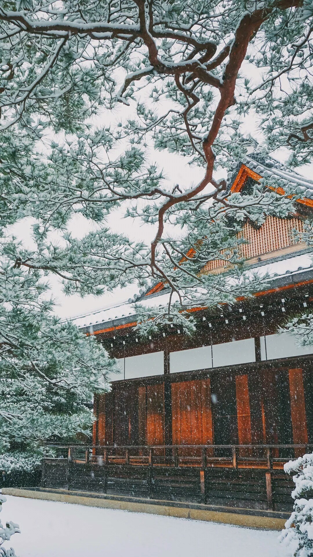 1080x1920 Winter Snowing in Japan. Asian or oriental houses and buildings. Tap to see  more beautiful iPhone 6 Wallpapers, lockscreen backgrounds, fondos.