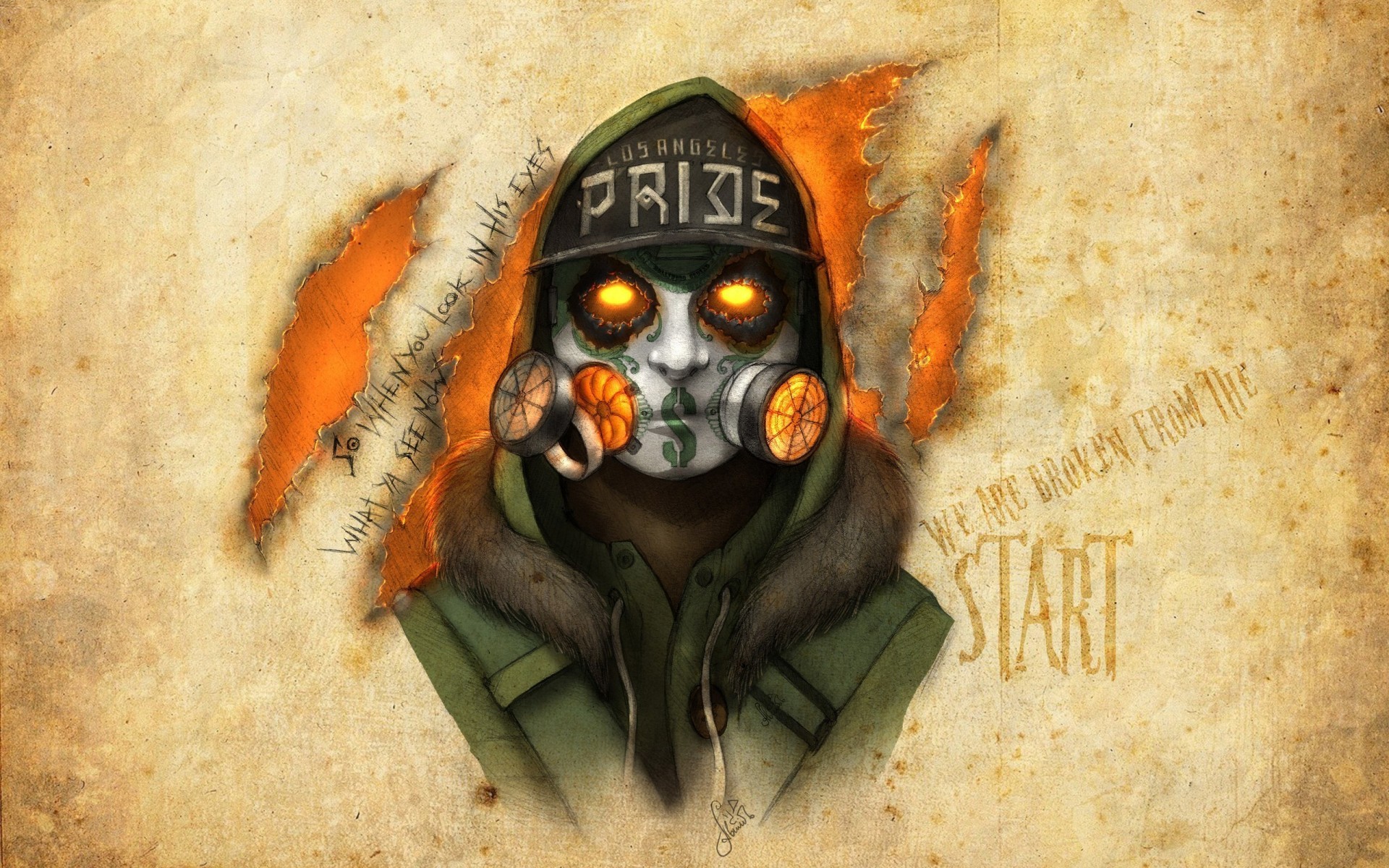 1920x1200 Hollywood Undead Notes from the Underground J-Dog artwork dark gas mask  wallpaper