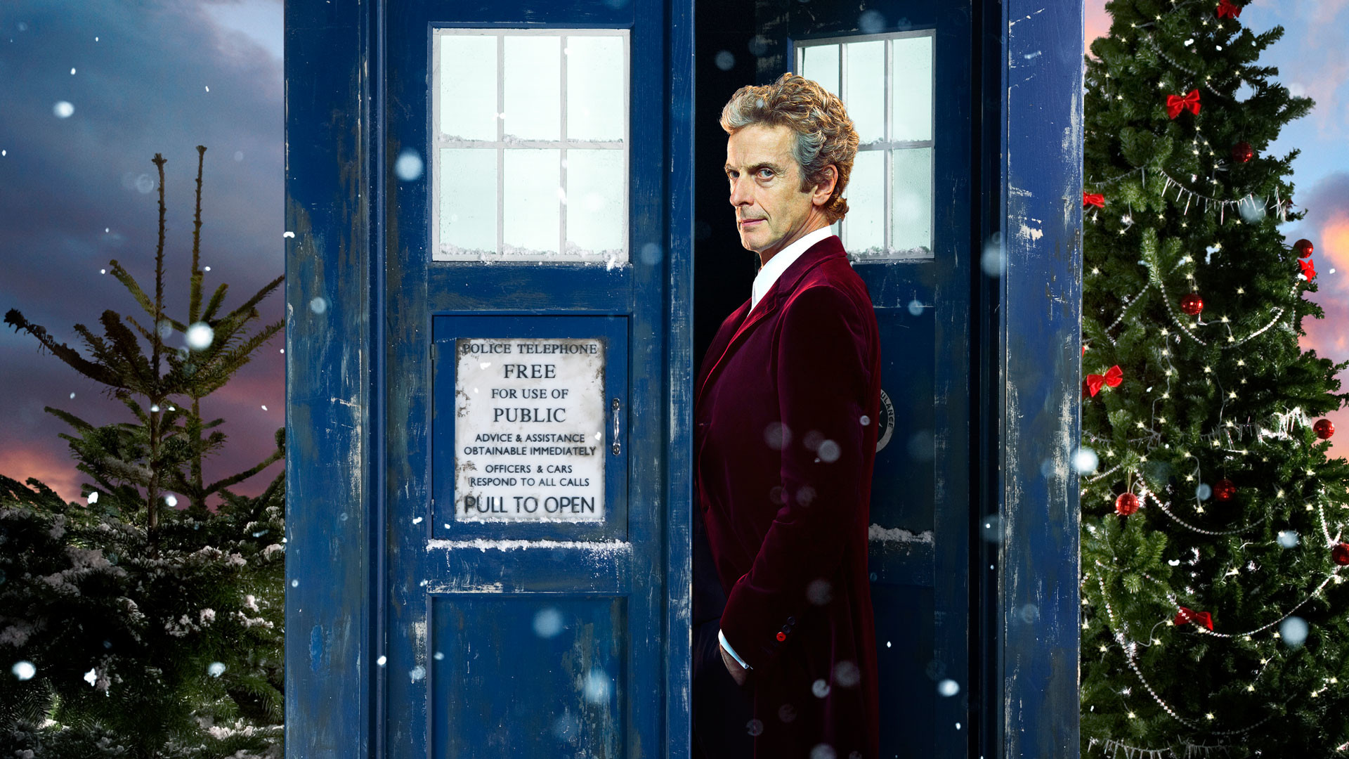 1920x1080 Arts/CraftsA Doctor Who Christmas Wallpaper featuring Peter Capaldi as the  Doctor, nice and early for your desktop!