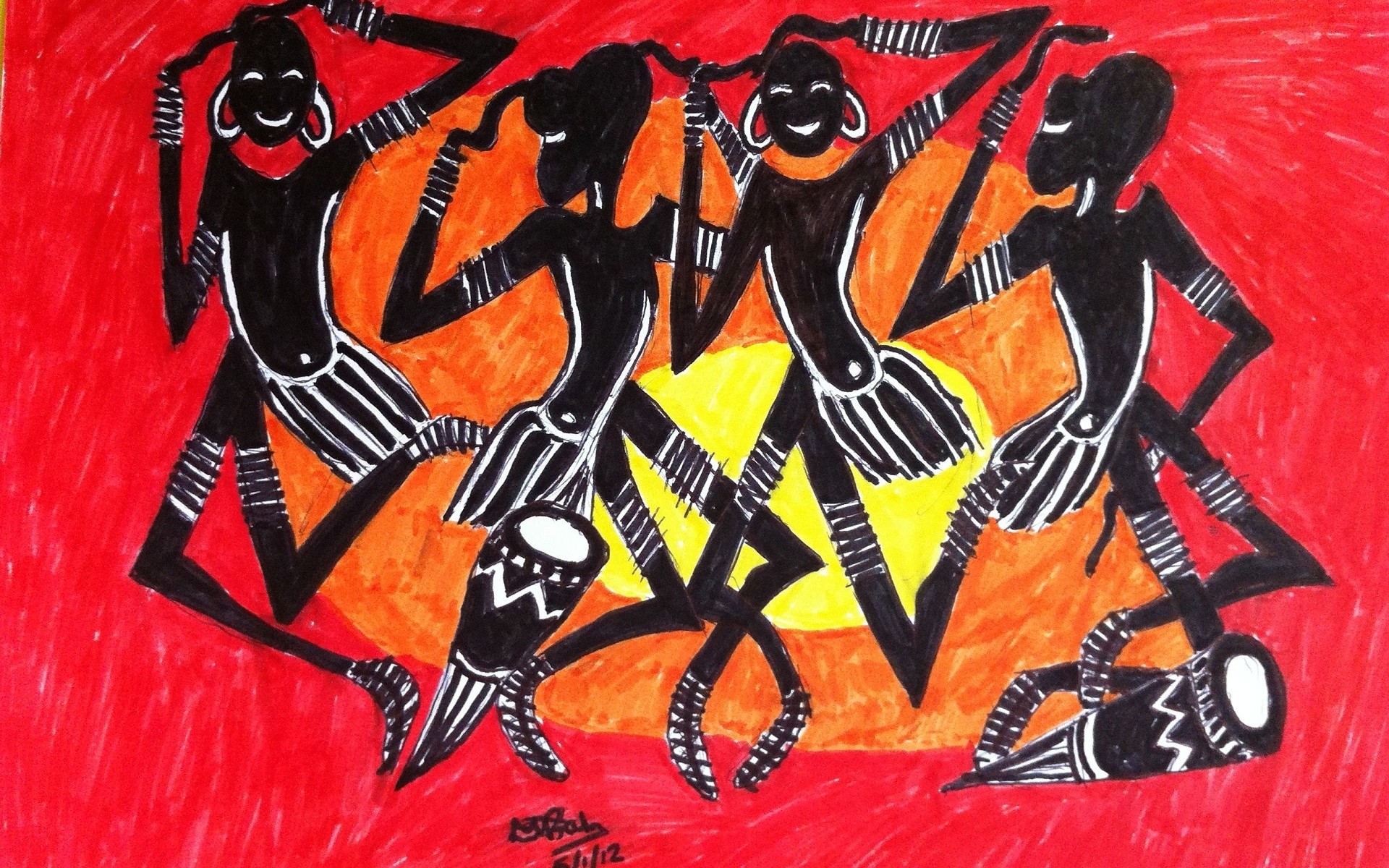 1920x1200 Africa, Arts, Paintings, African Art, Dance, Dancers, African Art Paintings