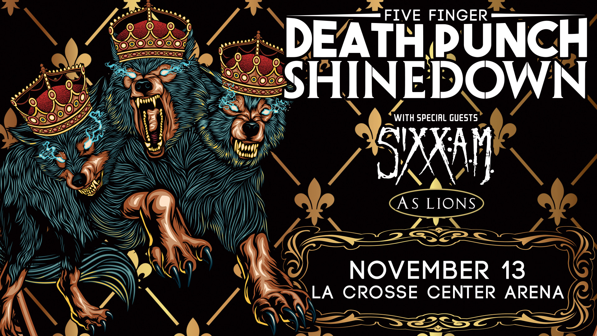1920x1080 The loudest tour of Fall 2016: Five Finger Death Punch, Shinedown, Sixx AM,  and As Lions take over the La Crosse Center on Sunday, November 13th.