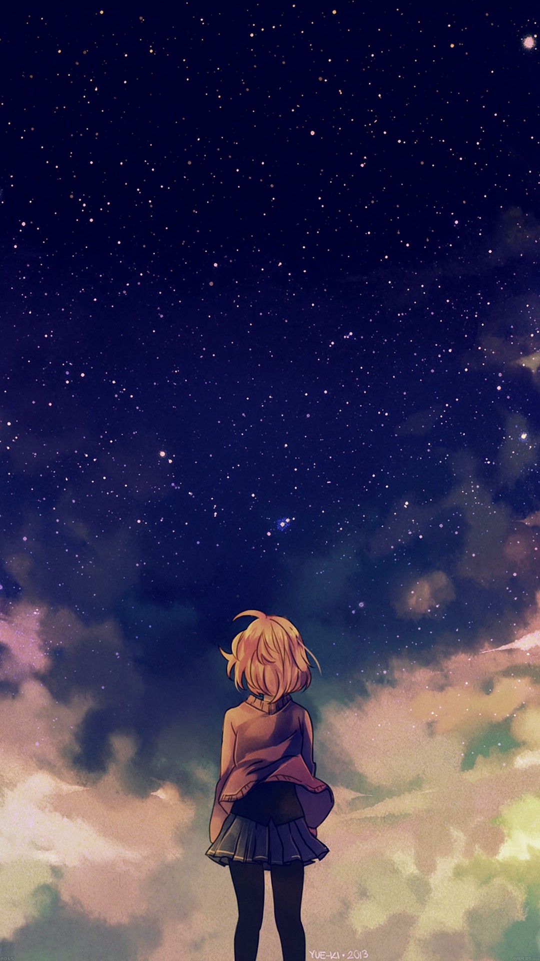 1080x1920 Starry Space Illust Anime Girl iPhone 6 wallpaper