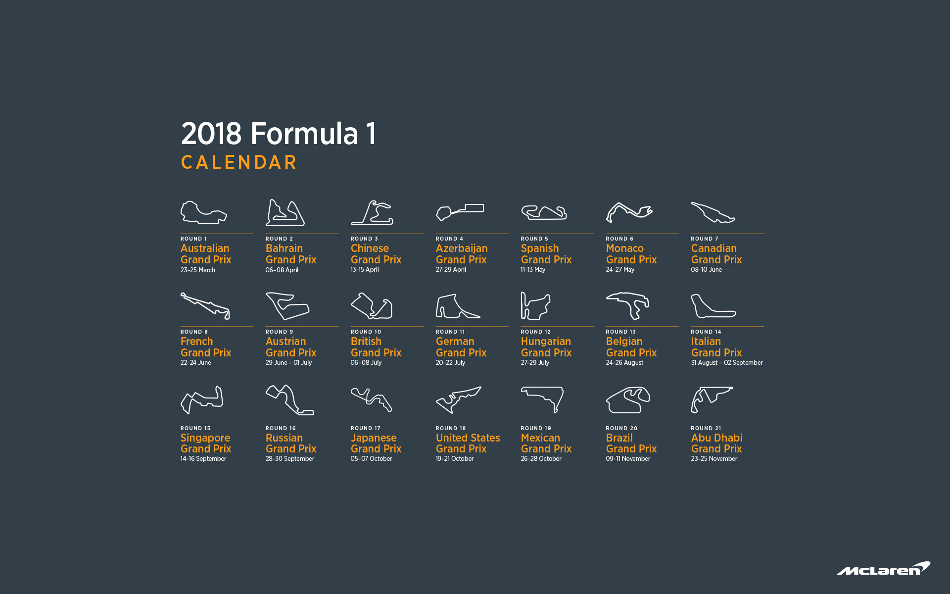 1920x1200 2018 calendar