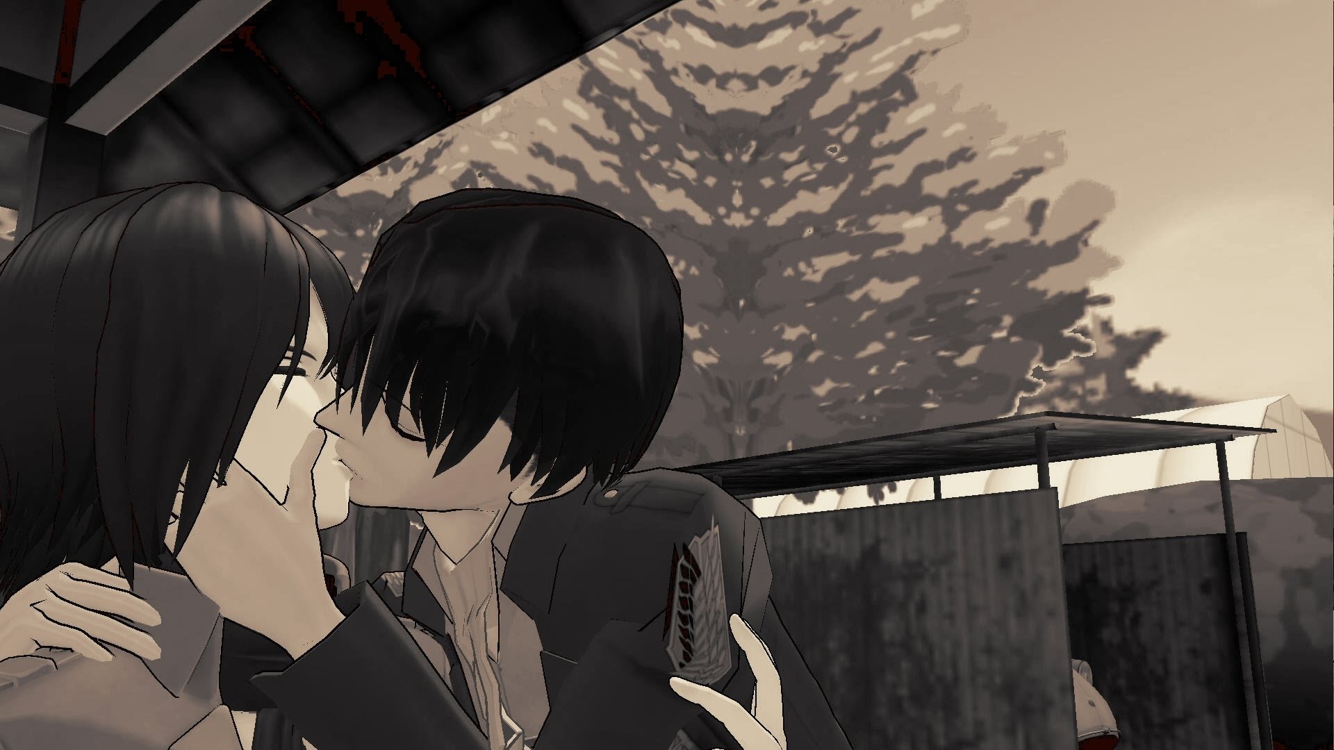 1920x1080 Attack on titan eren and mikasa kiss wallpapers