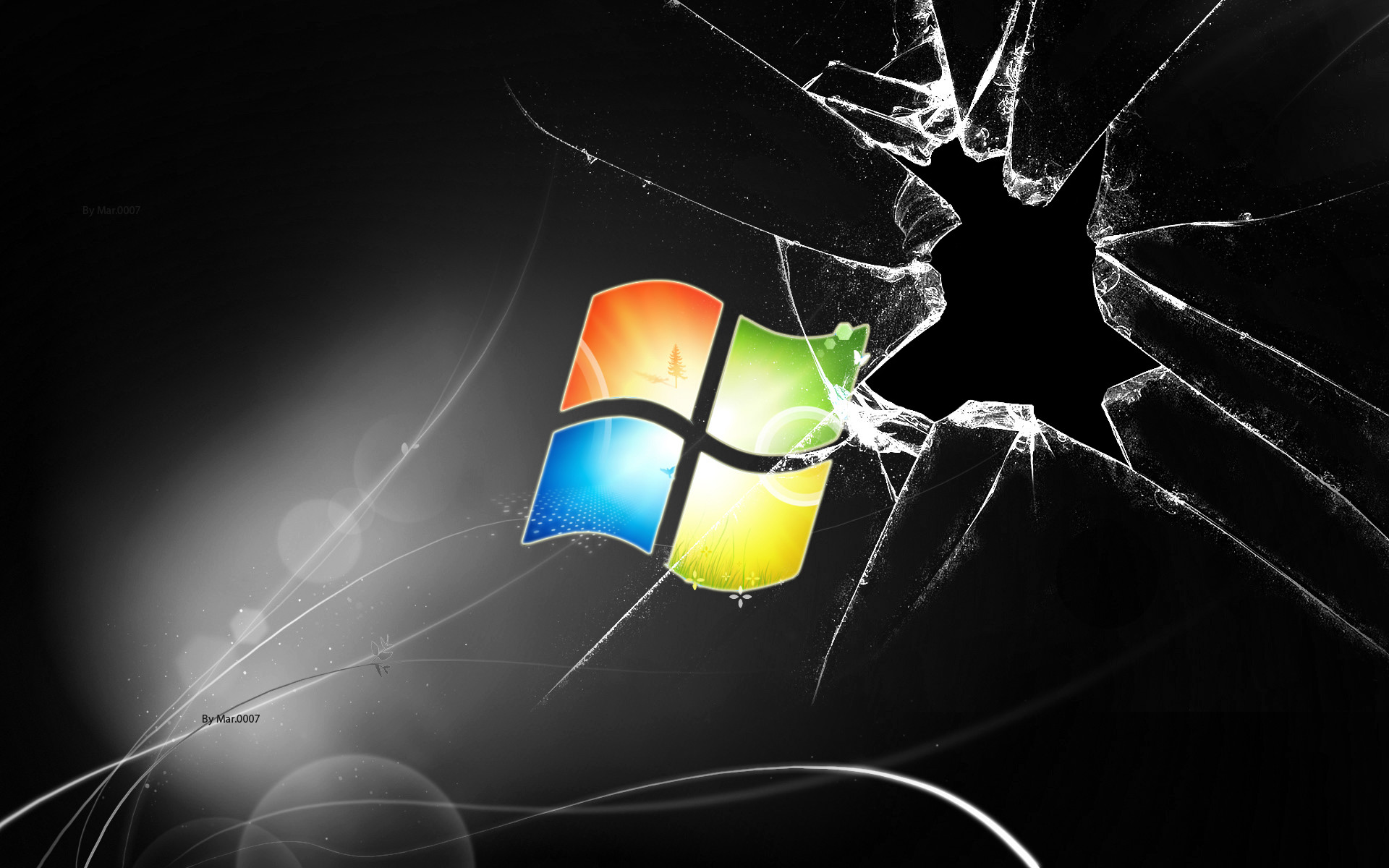 1920x1200 Cracked Screen Black Windows Exclusive HD Wallpapers 2258 