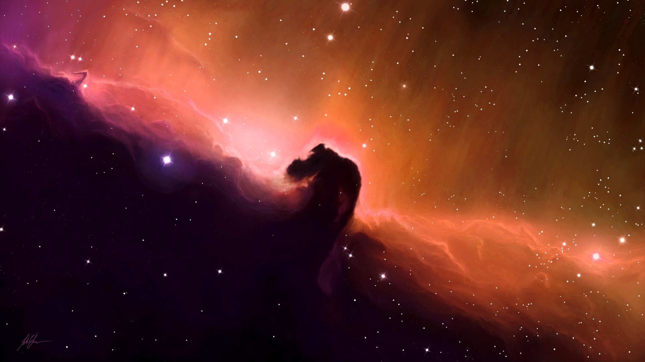 2048x1152 Description: Download Outer space stars shining horsehead nebula gas cloud  skyscapes wallpaper/desktop background in  HD & Widescreen  resolution.