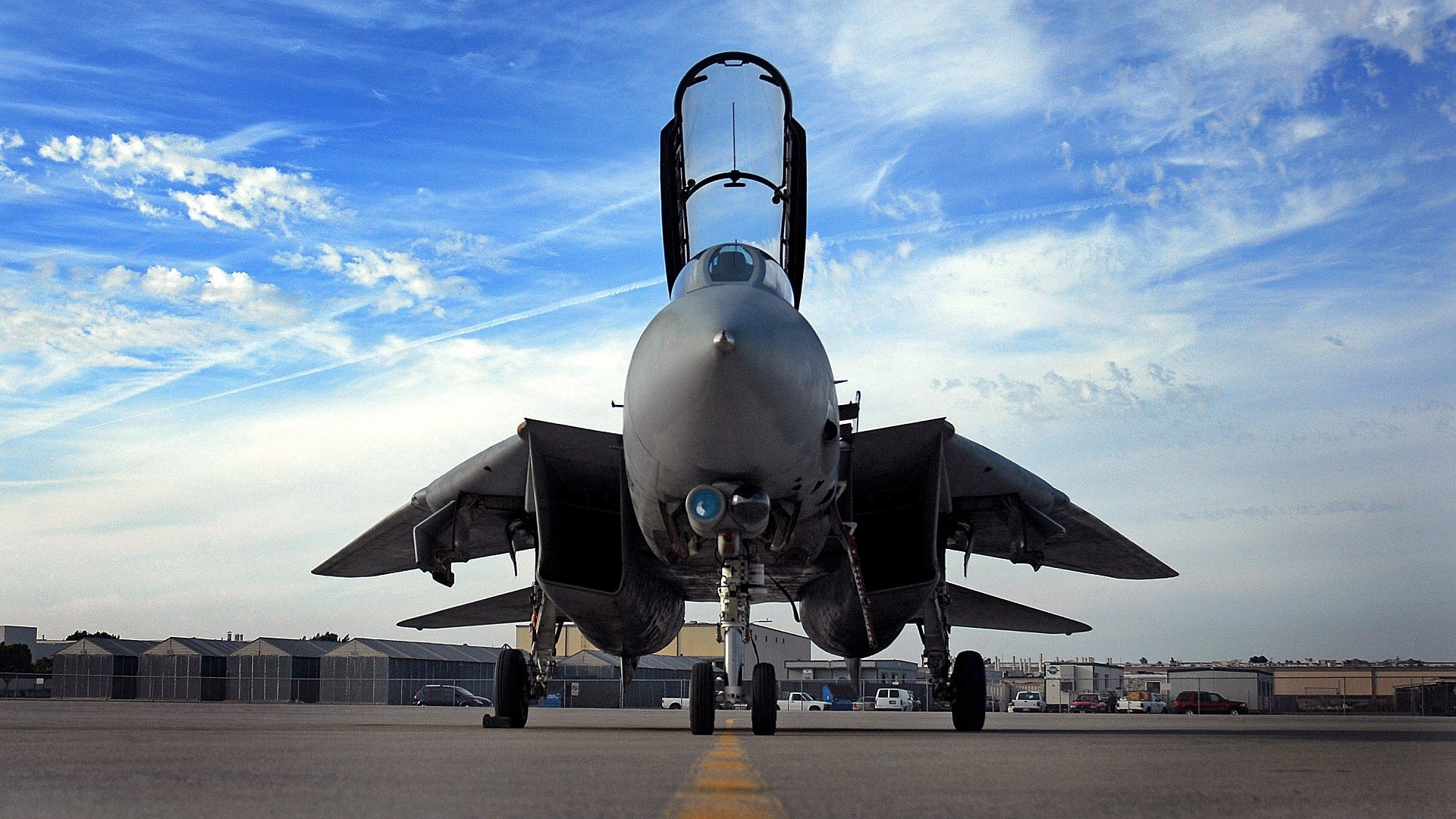1920x1080  HD wallpaper of a F-14 Tomcat on the tarmac. The widescreen  version (2560x1600) of this #wallpaper can be found at  http://i.imgur.com/cK716ar.jpg ...