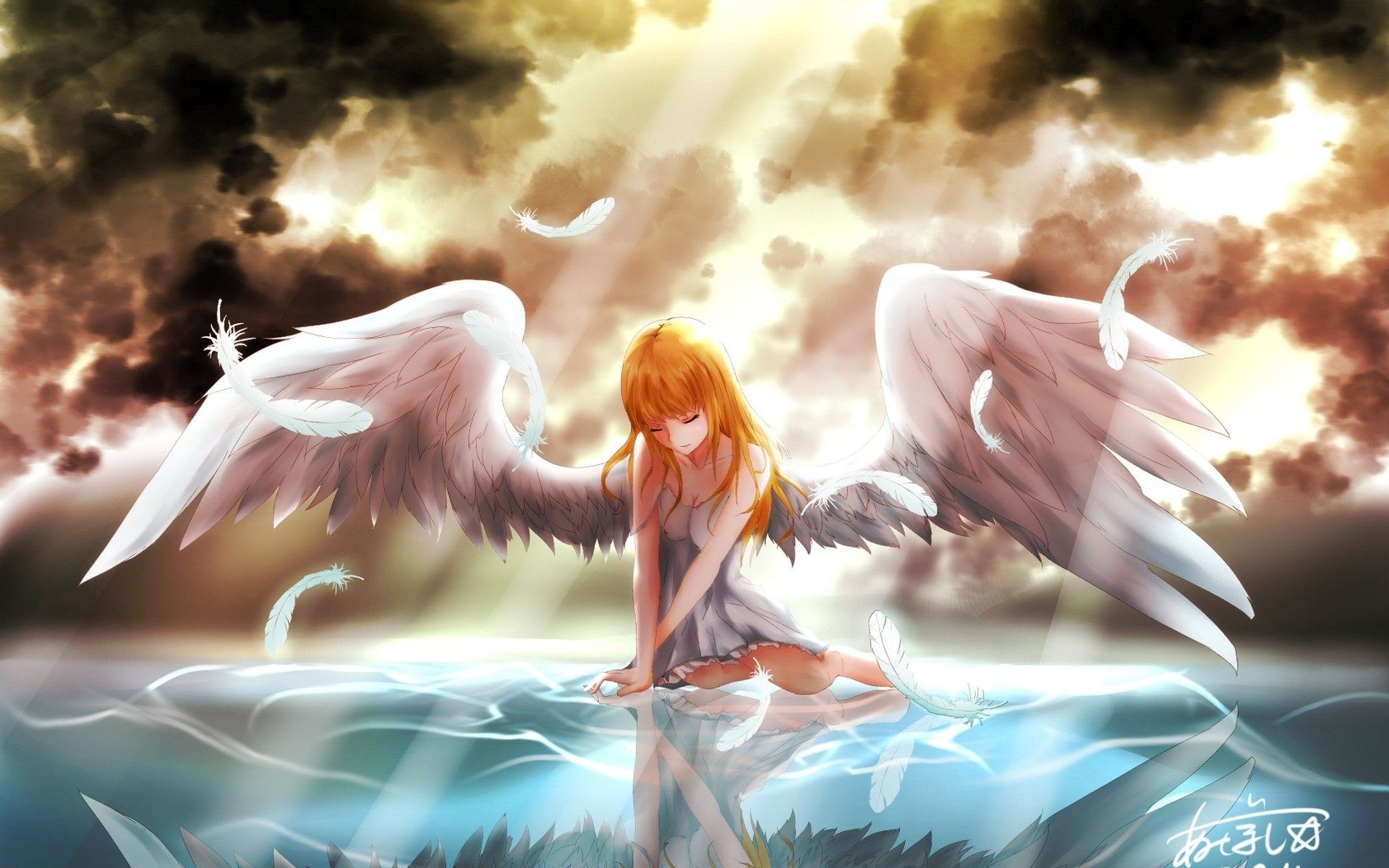 1920x1200 Anime Angel Girl Wallpaper