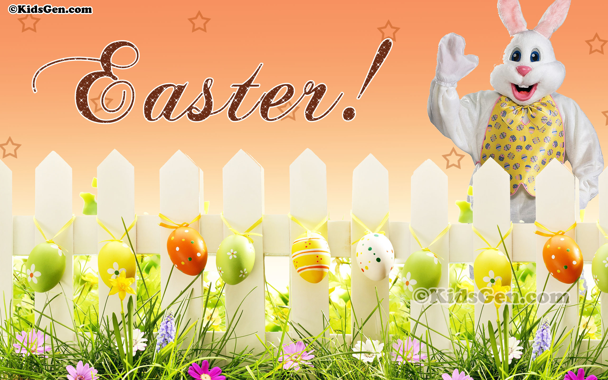 2560x1600 Wallpaper of Easter Bunny and eggs