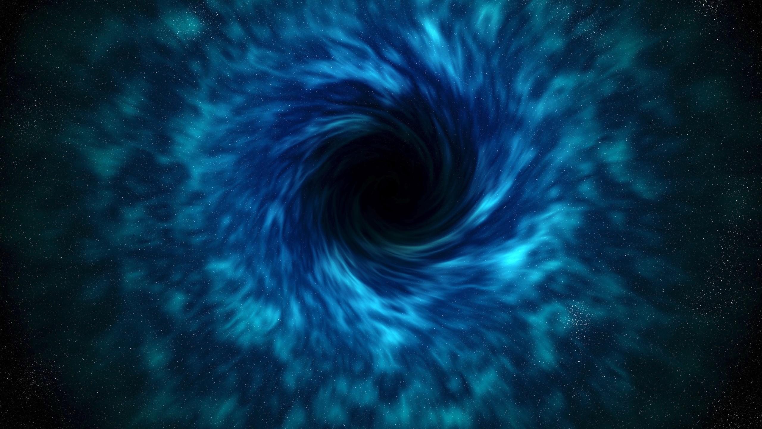 2560x1440  Wallpaper black hole, time, space, stars, distortion