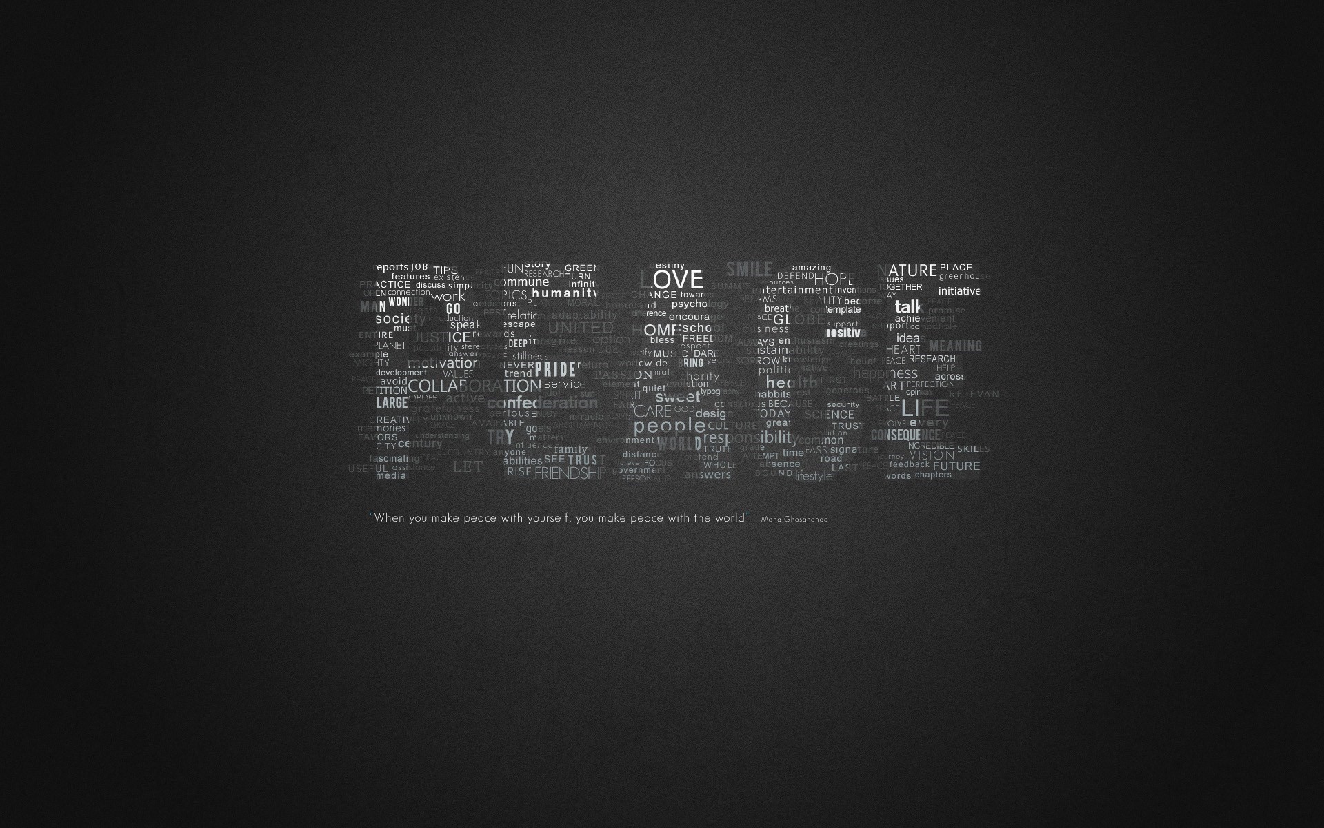 1920x1200 Peace Love Words Creative