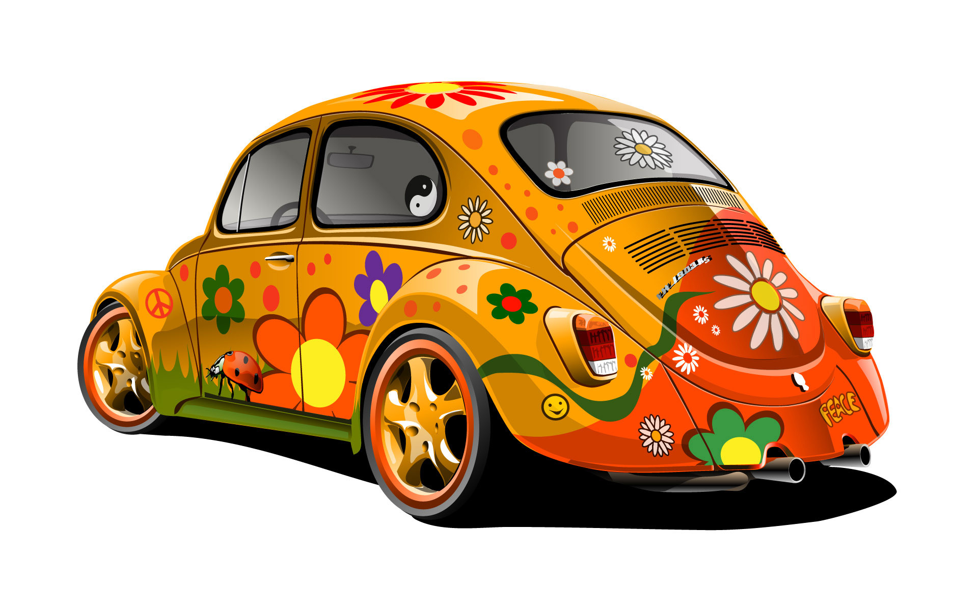 1920x1200 Colorful Abstract Flowers Gallery Vector Hippie Vw Beetle Free 399754 Wallpaper  wallpaper
