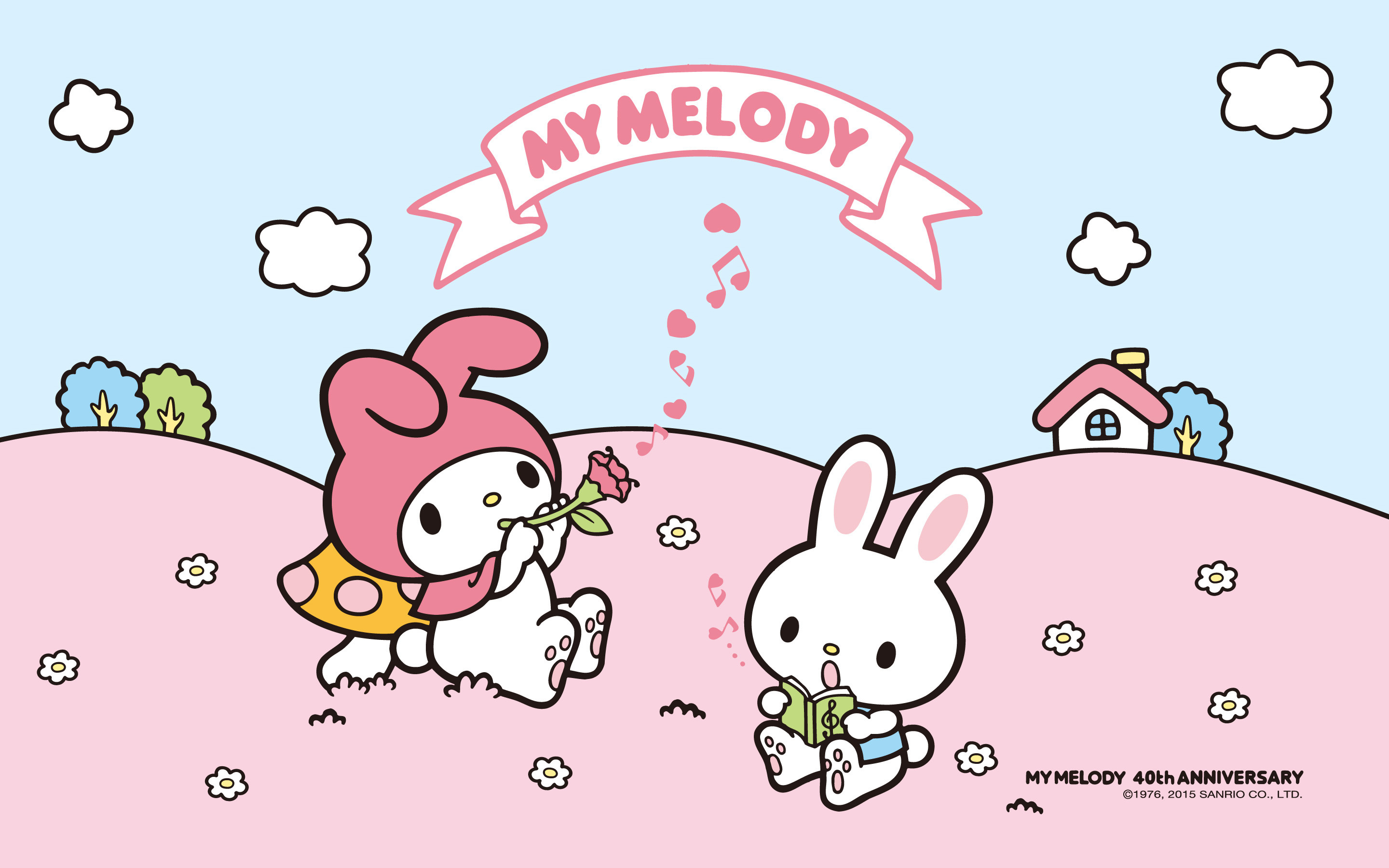 2880x1800 My Melody Pink & Blue Music Background - A super cute desktop background  from Sanrio - My Melody Pink & Blue Music Background! Click the image to  view the ...