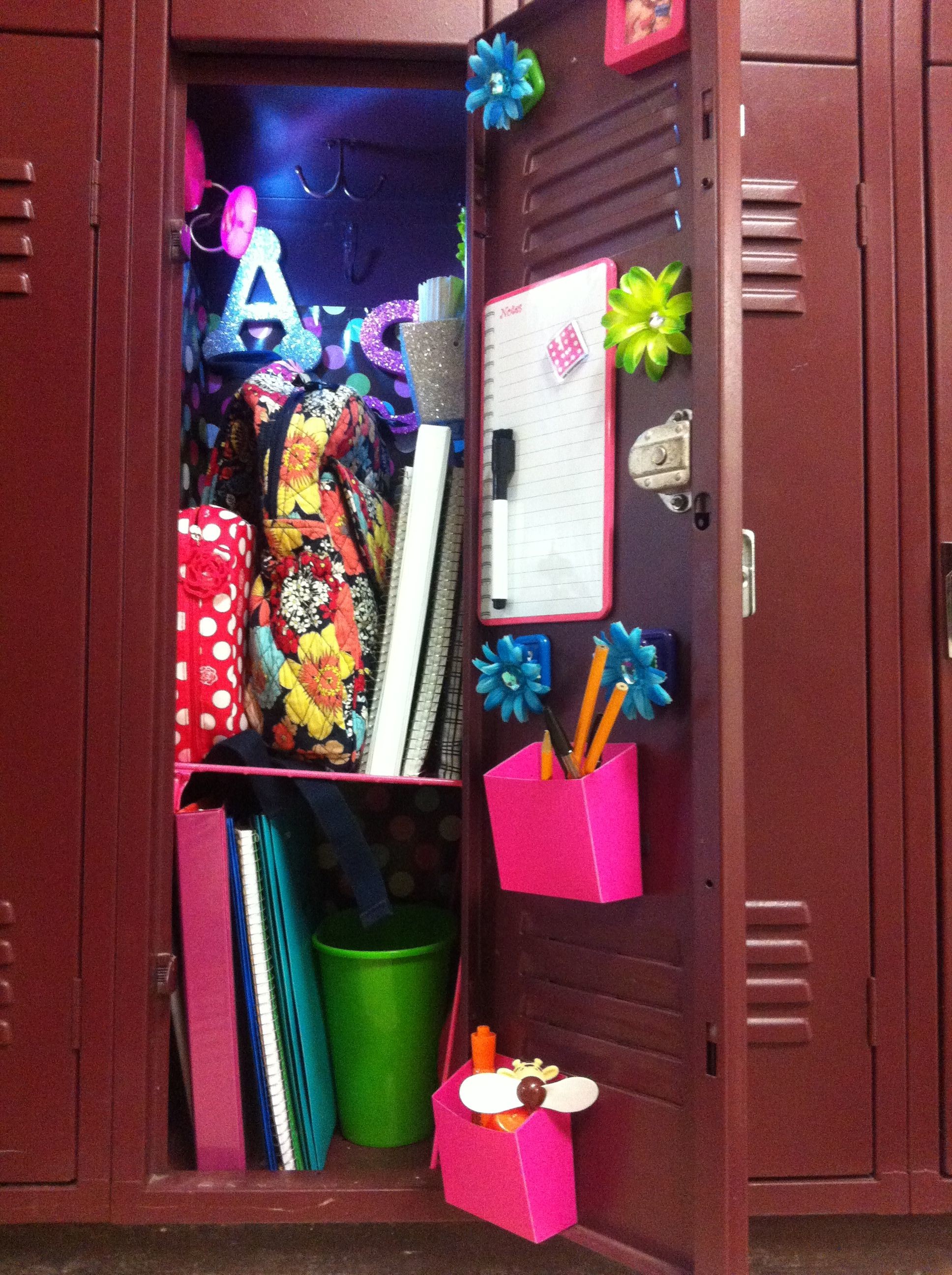 1936x2592 Middle school locker decked out! Found all the items at Dollar Tree and  WalMart added magnets or command strips to items that needed it.