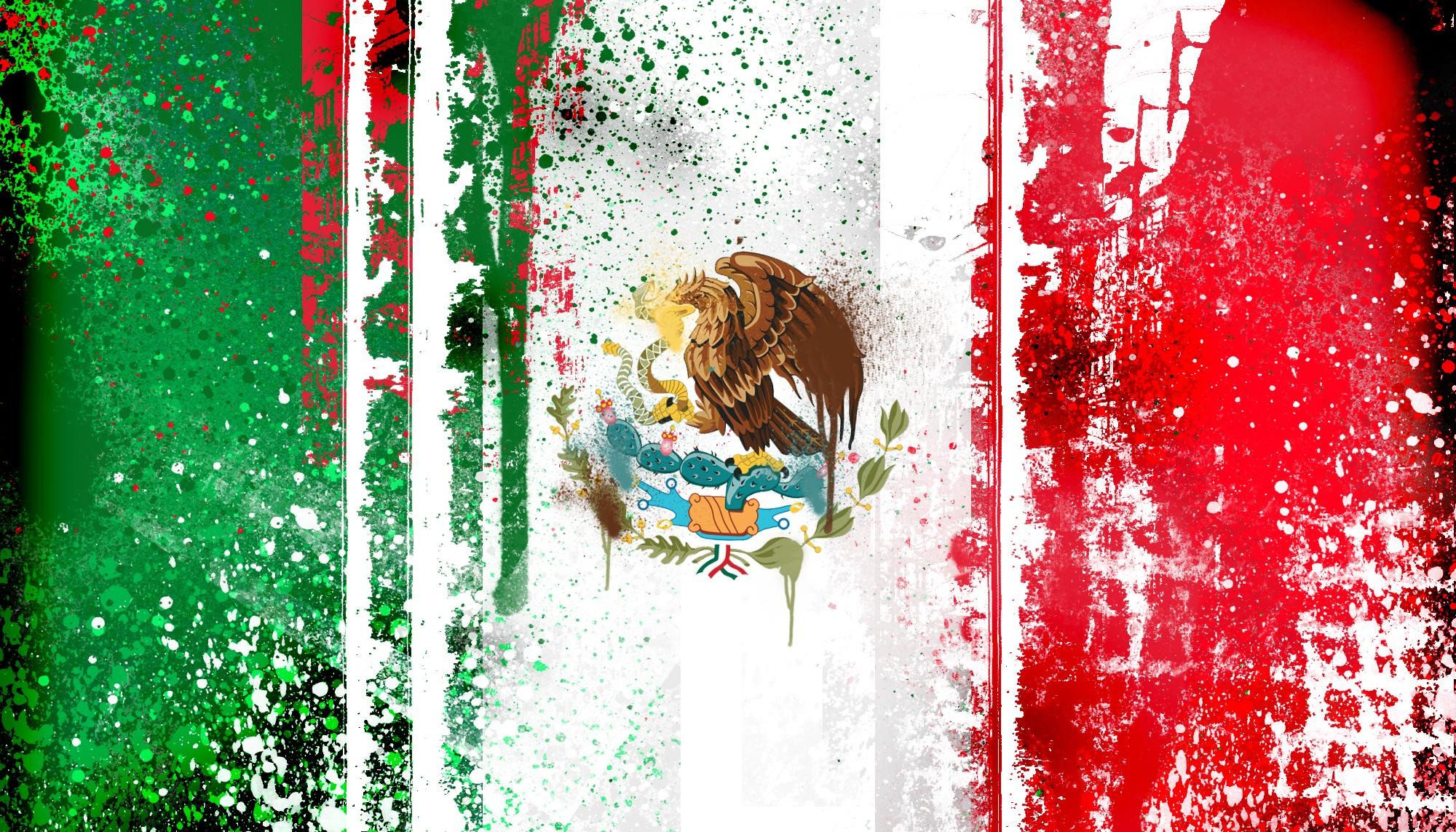 2000x1143 HD Mexican Flag Paint Wallpaper