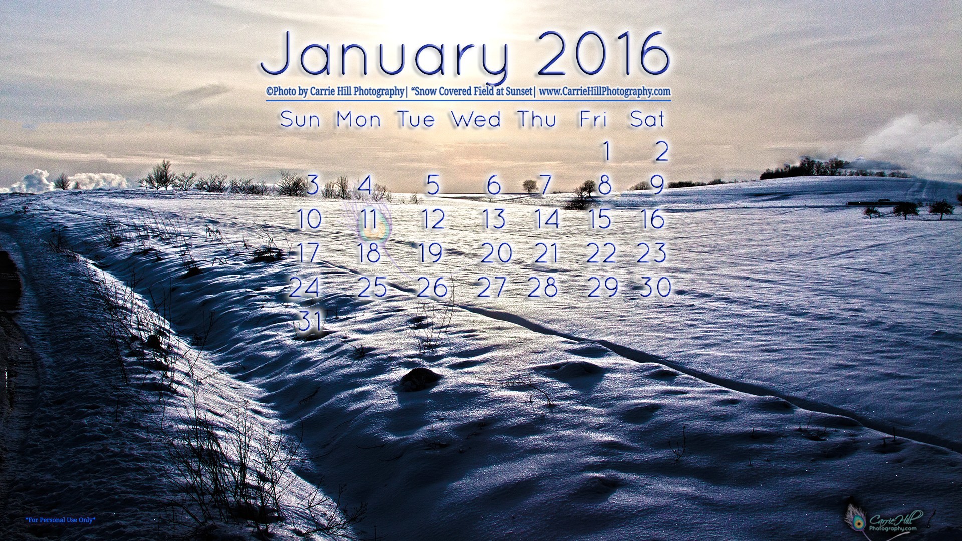 1920x1080 Free downloadable January 2016 Desktop Wallpaper Calendar