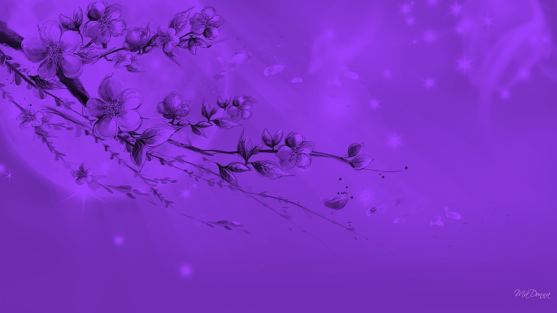 1920x1080 #9966CC Color - Abstract Dream Tree Persona Blossoms Firefox Sky Purple  Petals Sakura Cherry Aster