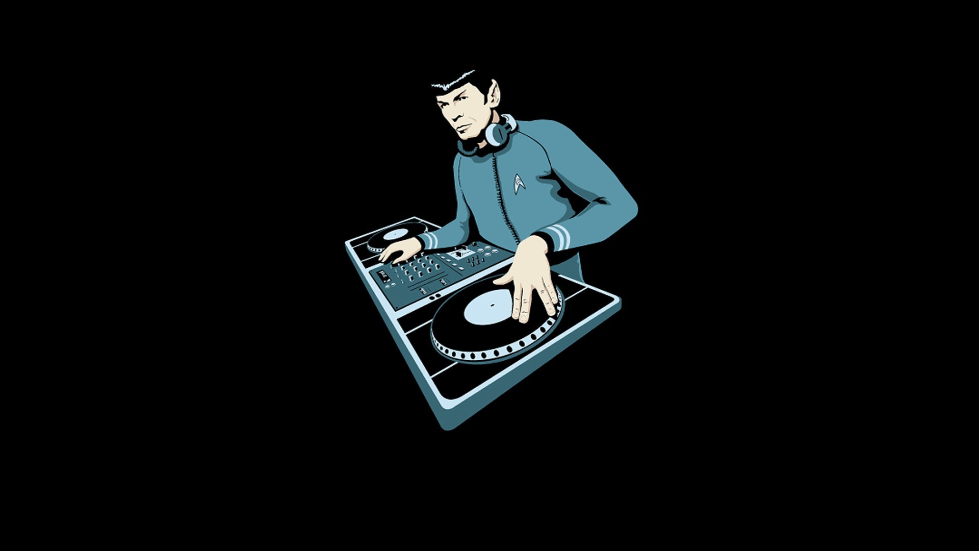 1920x1080 Artwork Black Background DJ Funny Minimalistic Spock Star Trek