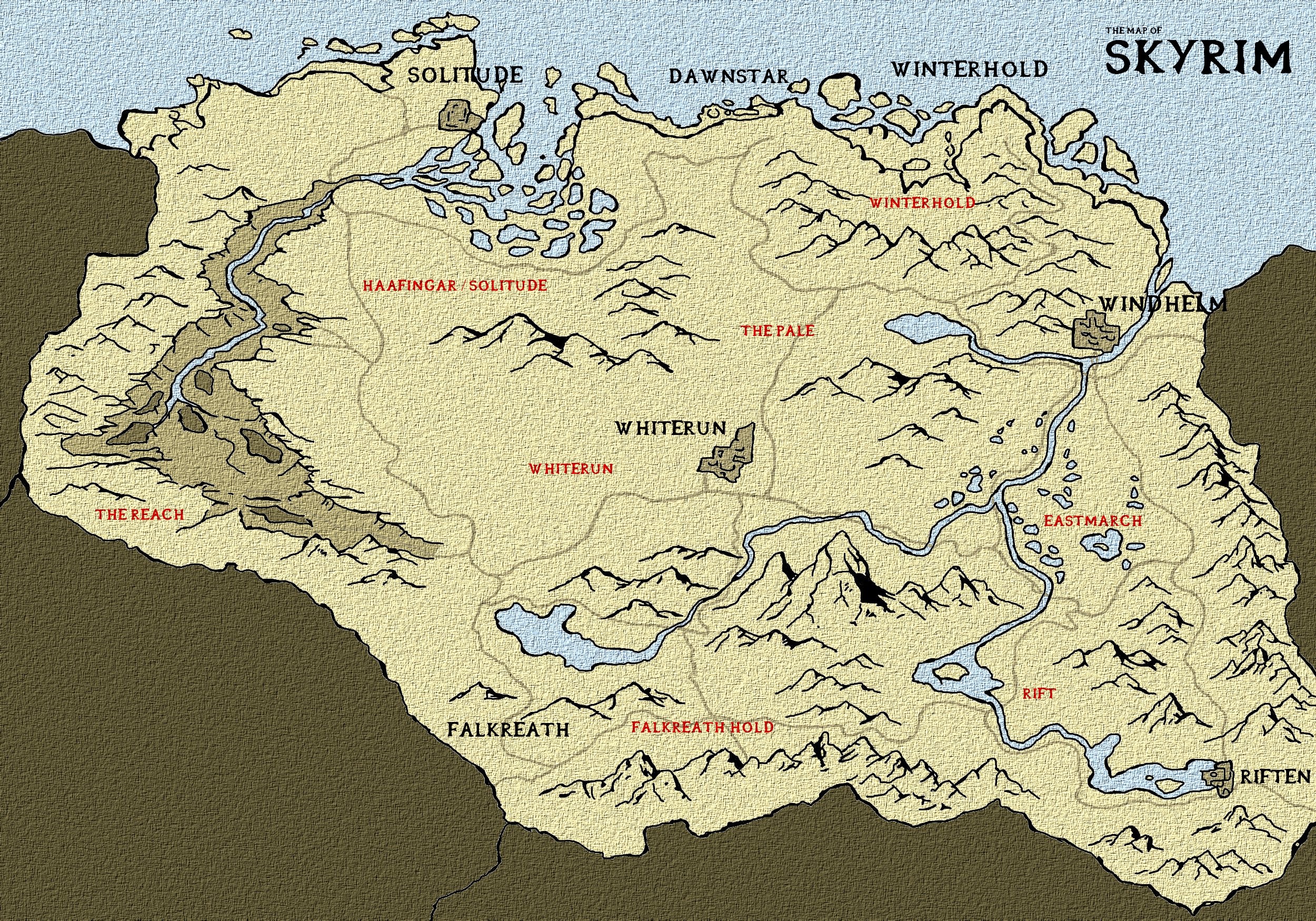 2500x1749 ... The Map of Skyrim by TheOnePistol