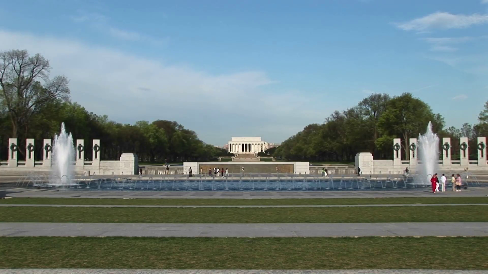 1920x1080 A beautiful view of the Lincoln Memorial in the distance with the  reflecting pool and fountains in the foreground Stock Video Footage -  VideoBlocks
