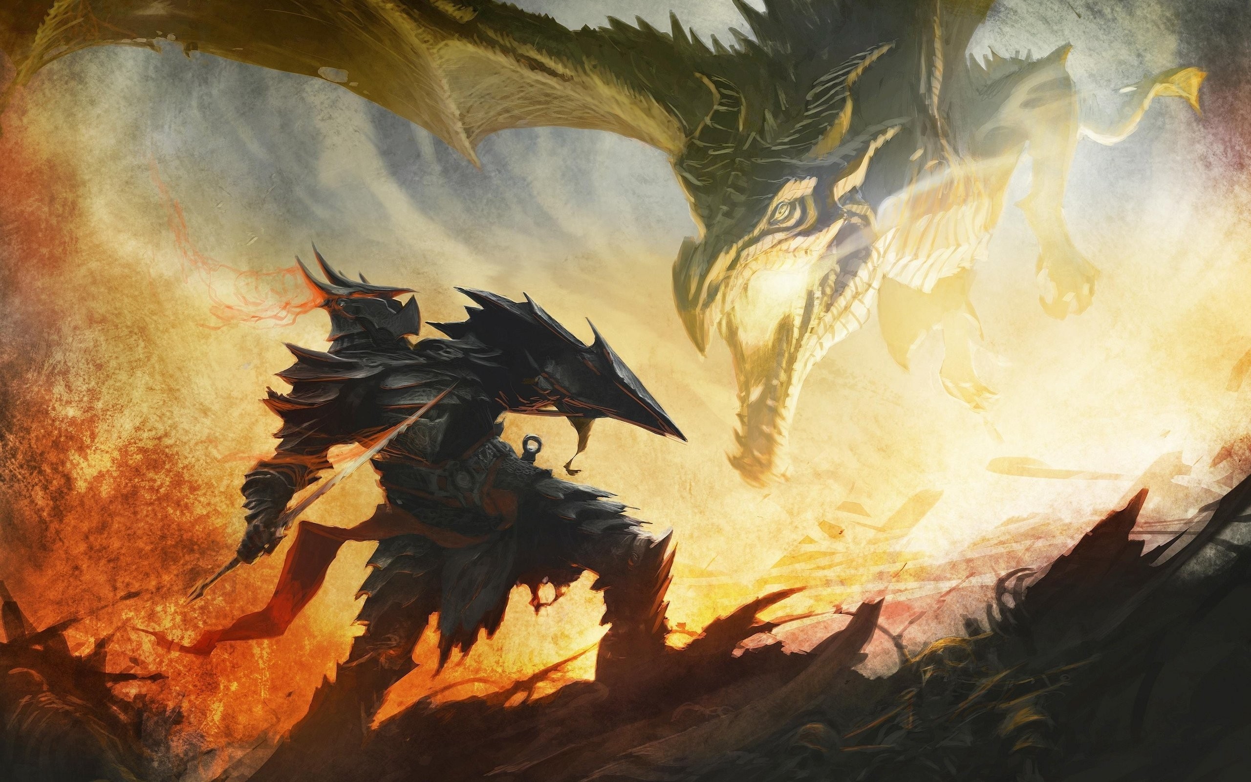 2560x1600 medieval dragons | Skyrim Elder Scrolls Knight Medieval Dragon Drawing  fantasy wallpaper .