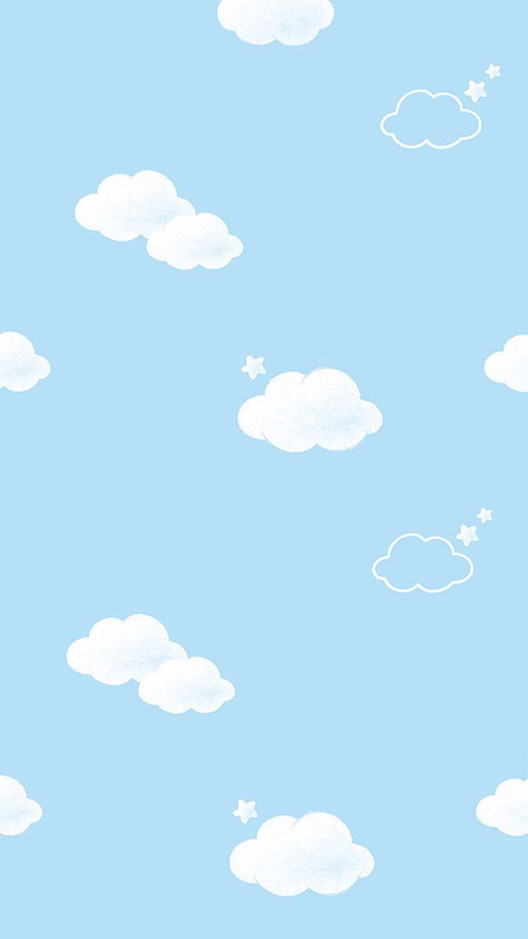 1080x1920 Blue white mini clouds stars iphone wallpaper phone background lock screen