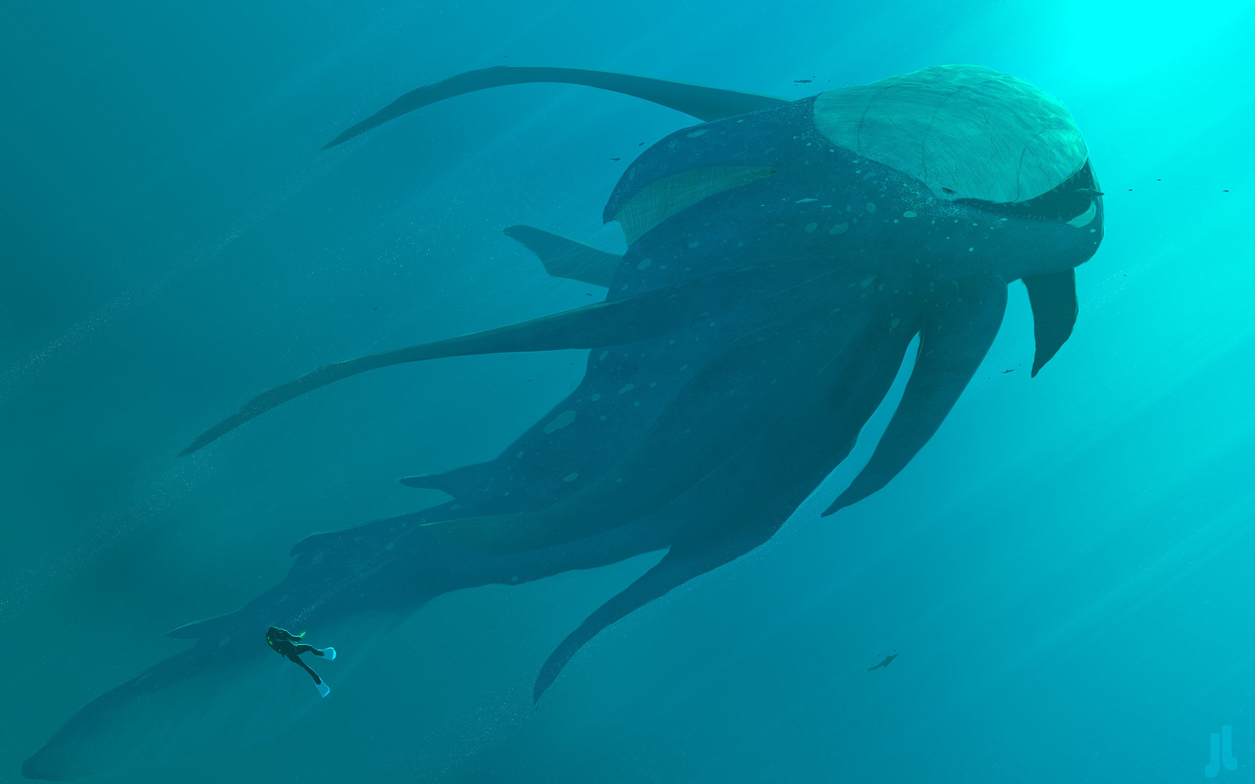 2560x1600 Beautiful art of a sea monster.