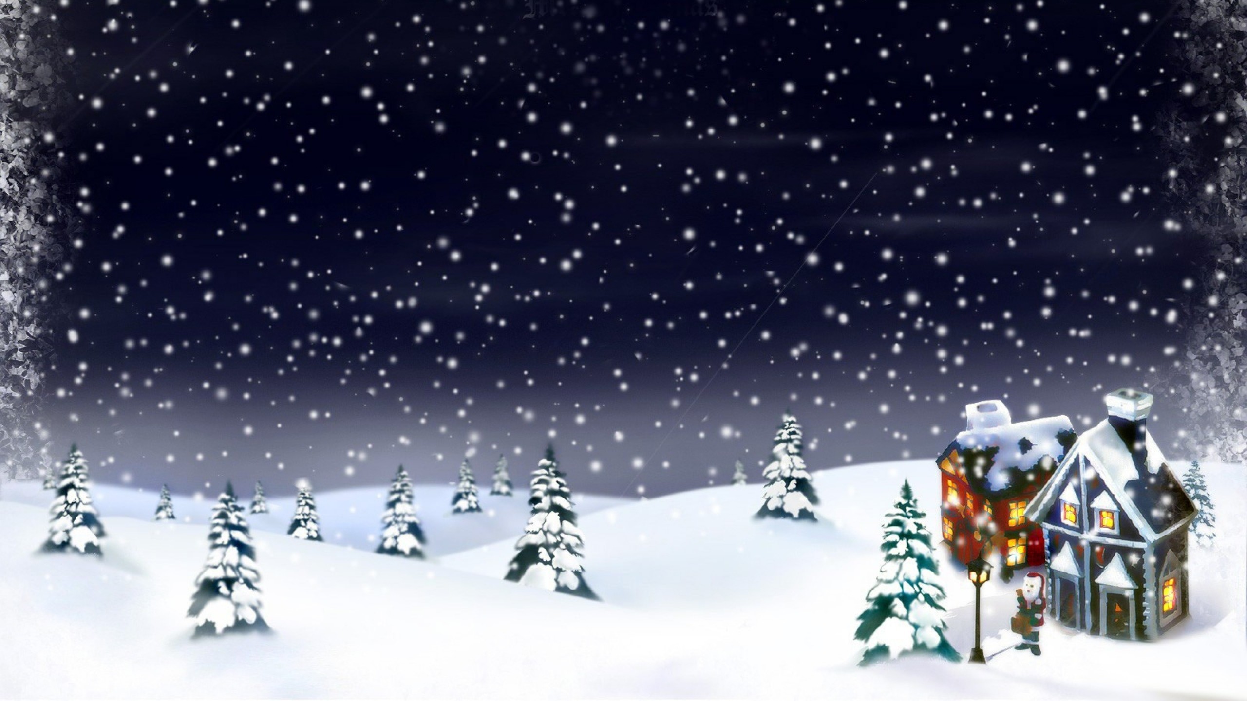 2560x1440 Snow fall Christmas wallpaper
