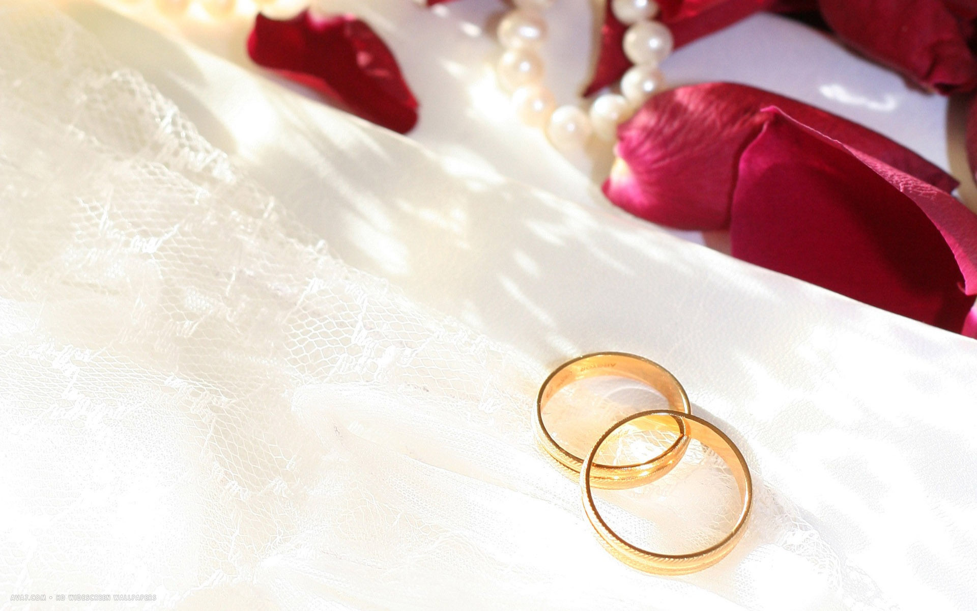 1920x1200 wedding rings gold simple white pearls hd widescreen wallpaper