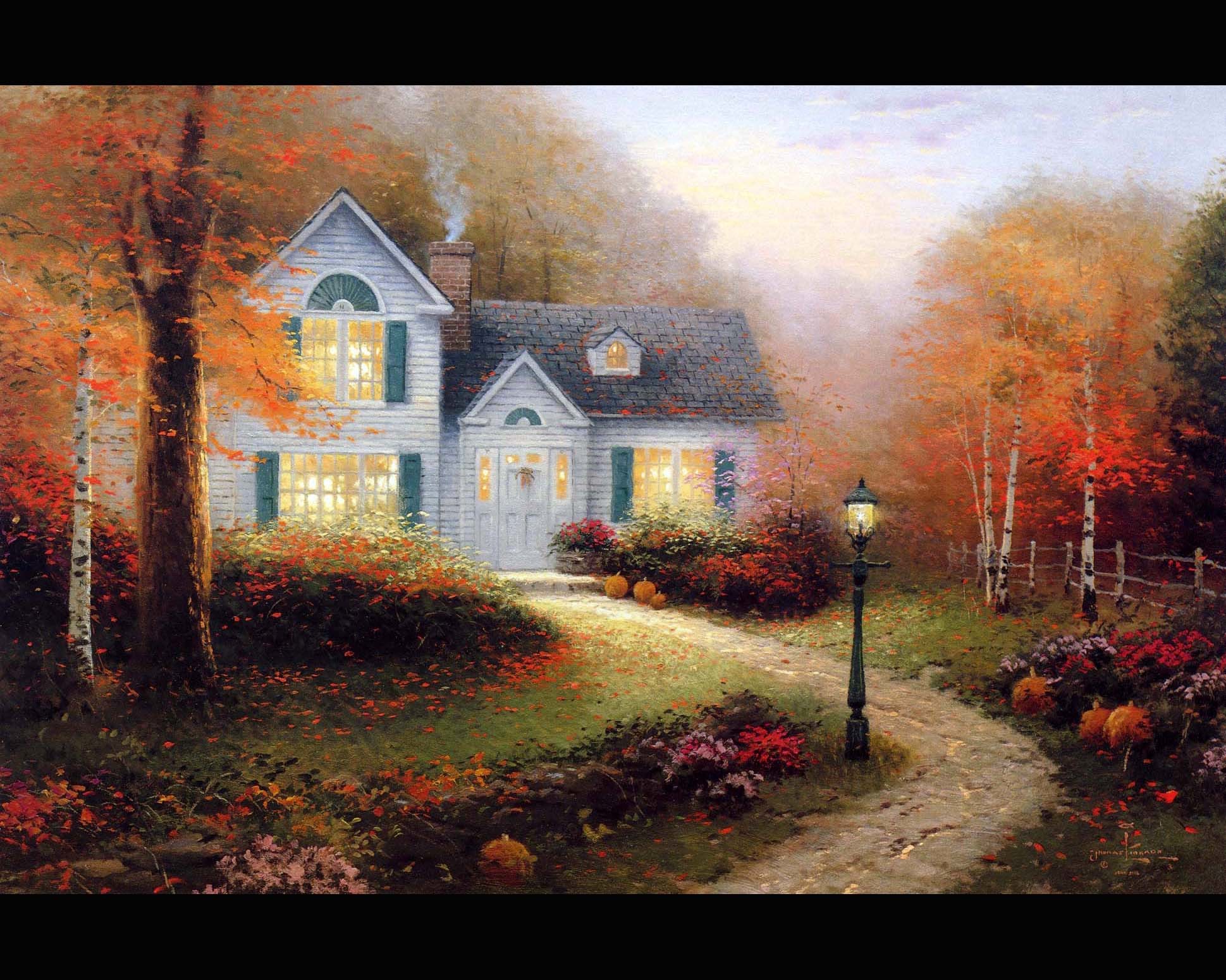1939x1551 Picture Pictorial art Thomas Kinkade the blessings of autumn