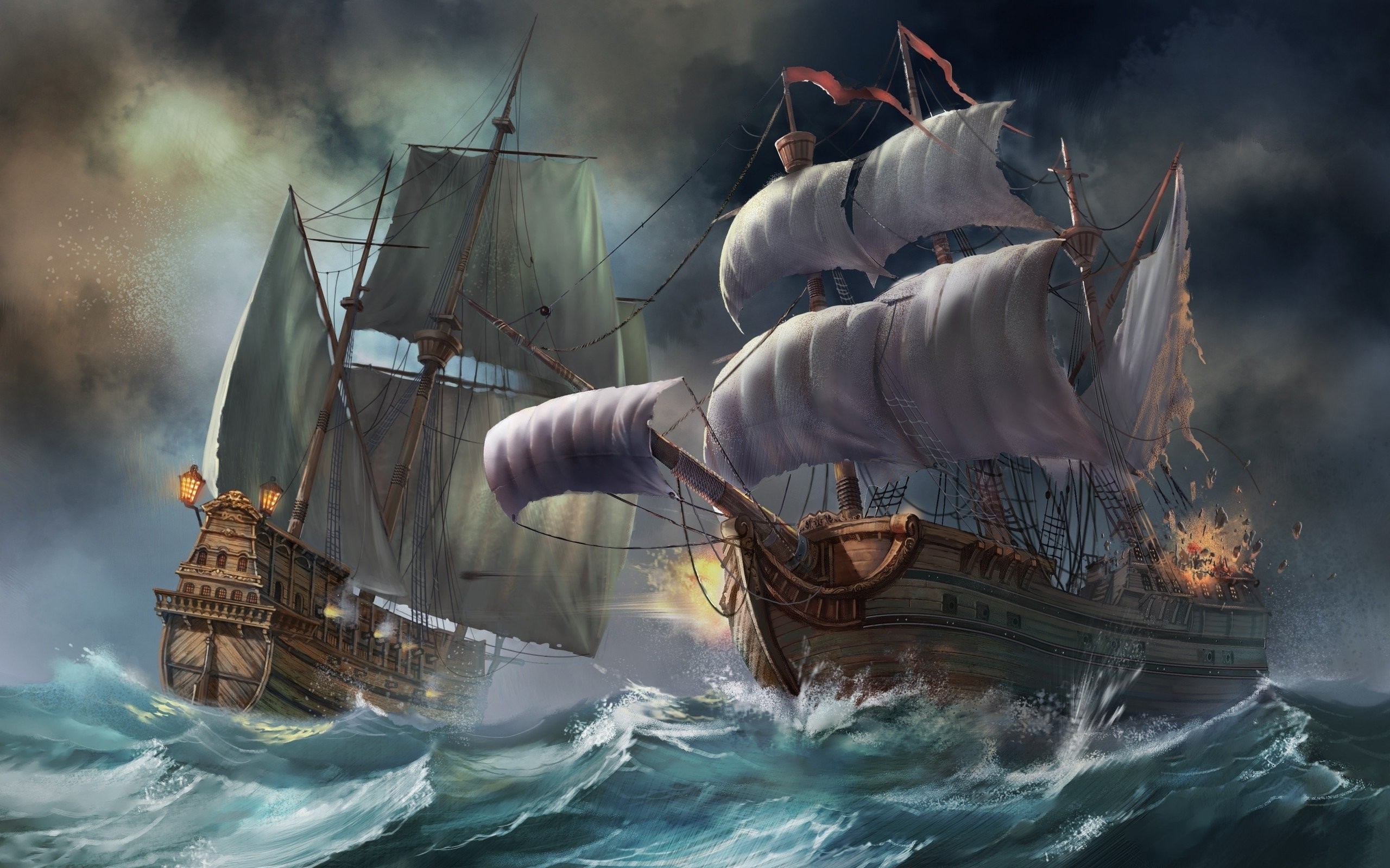 2560x1600 ...  Group of Pirate Ship Battles Wallpaper 1920X1200