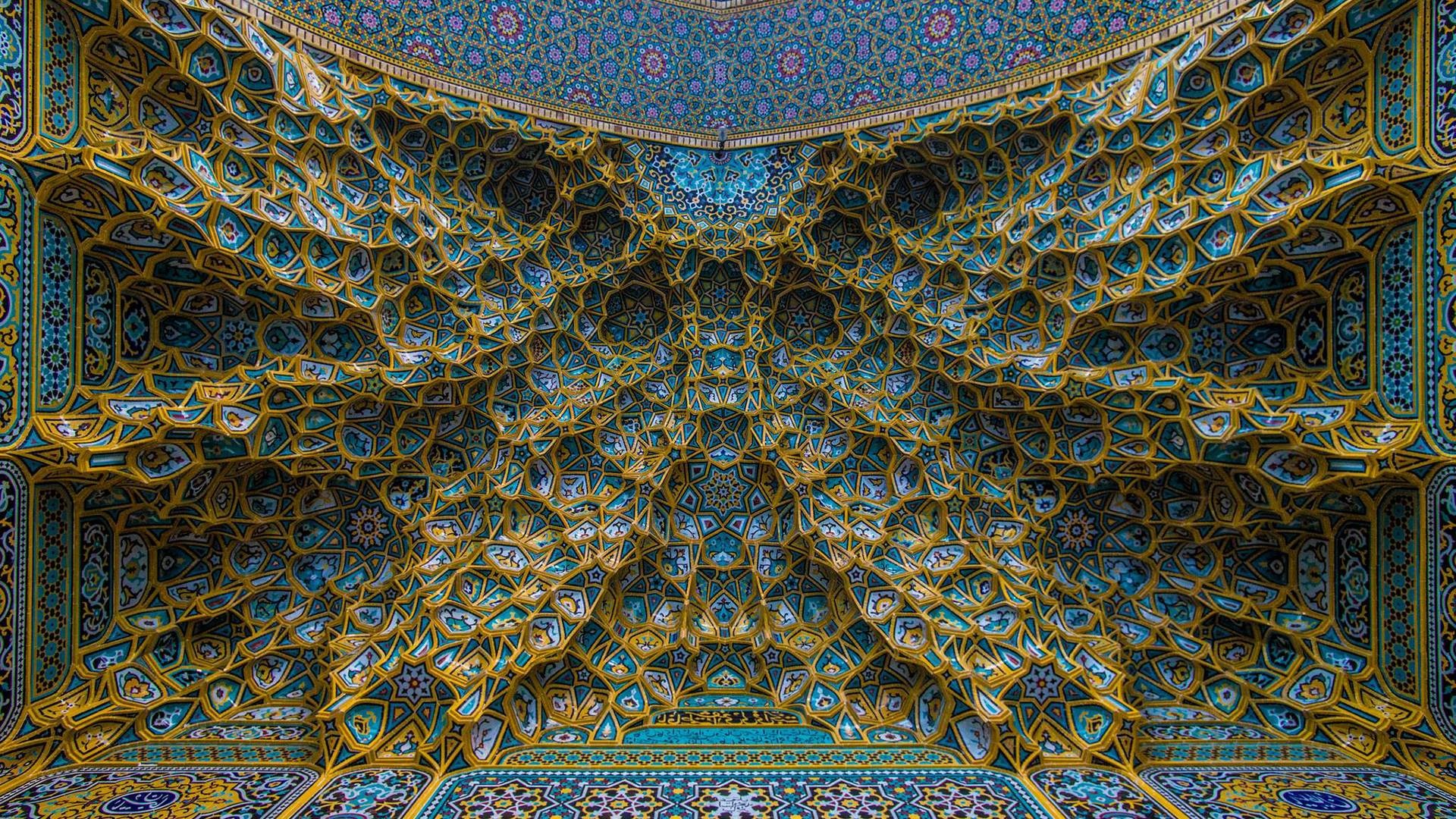 1920x1080 Ceiling of the Sayeda Fatima Al-Masouma Shrine, in Iran [] ...
