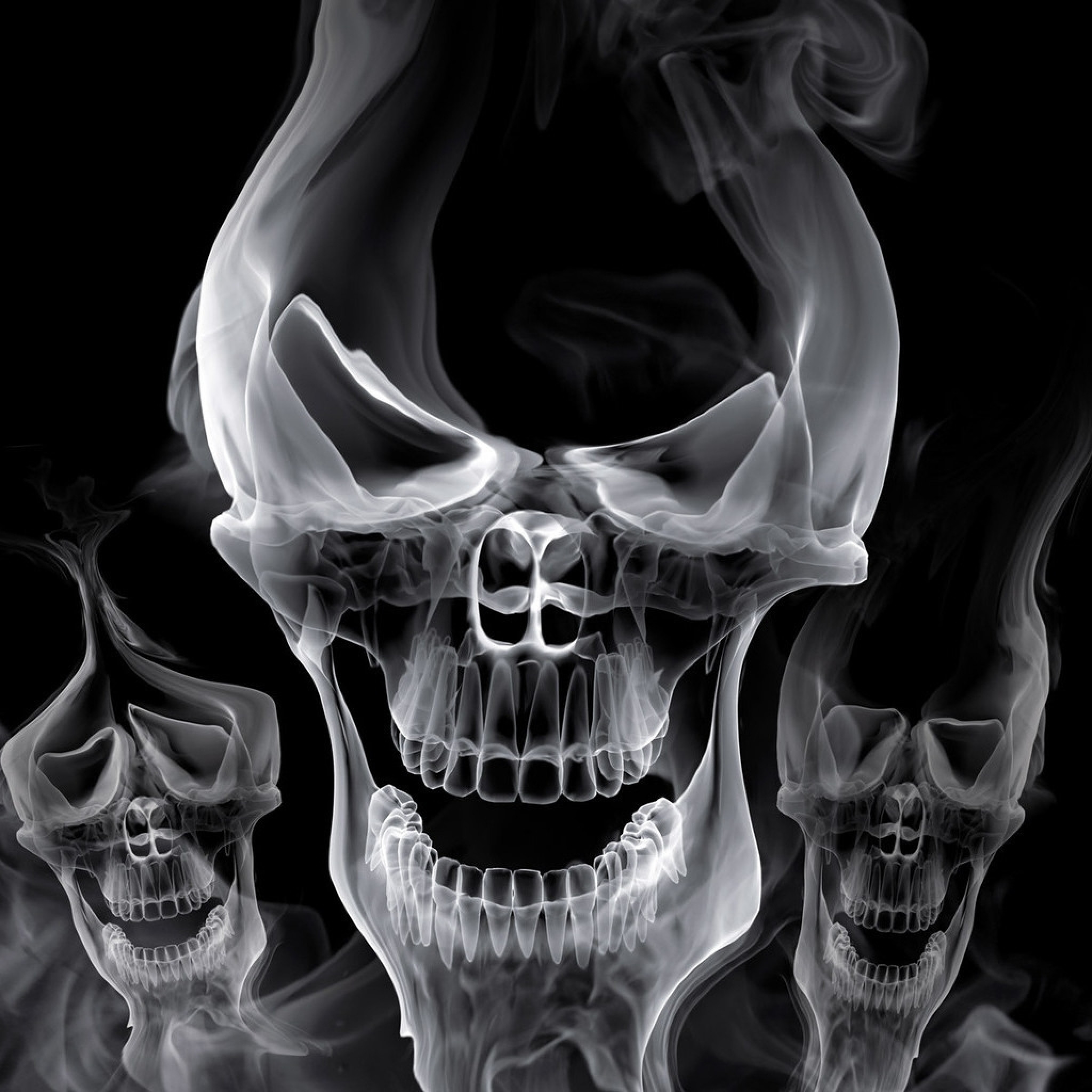 2048x2048 Preview wallpaper skull, smoke, shape, gray 