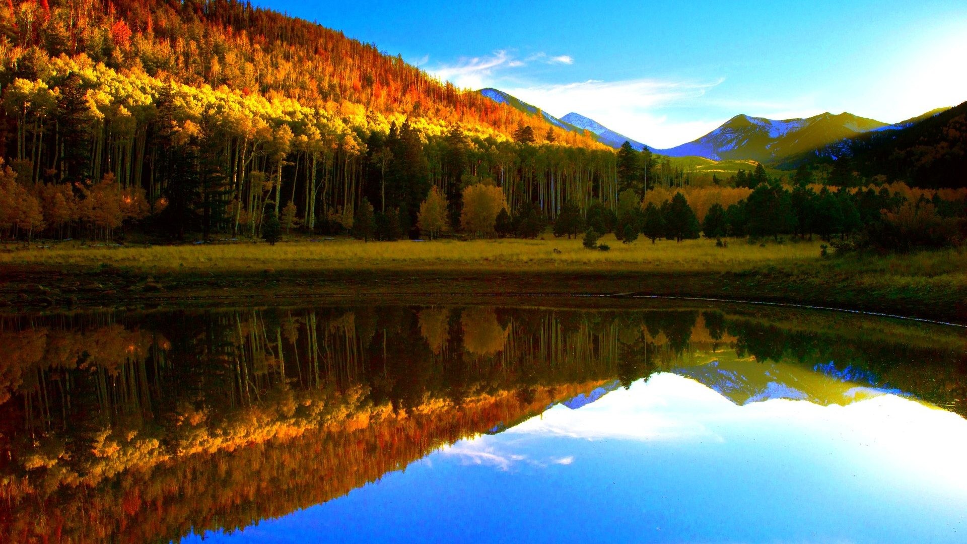 1920x1080 Lakes - Light Autumn Reflection Fall Mountain Lake Tahoe Desktop Wallpaper  for HD 16:9