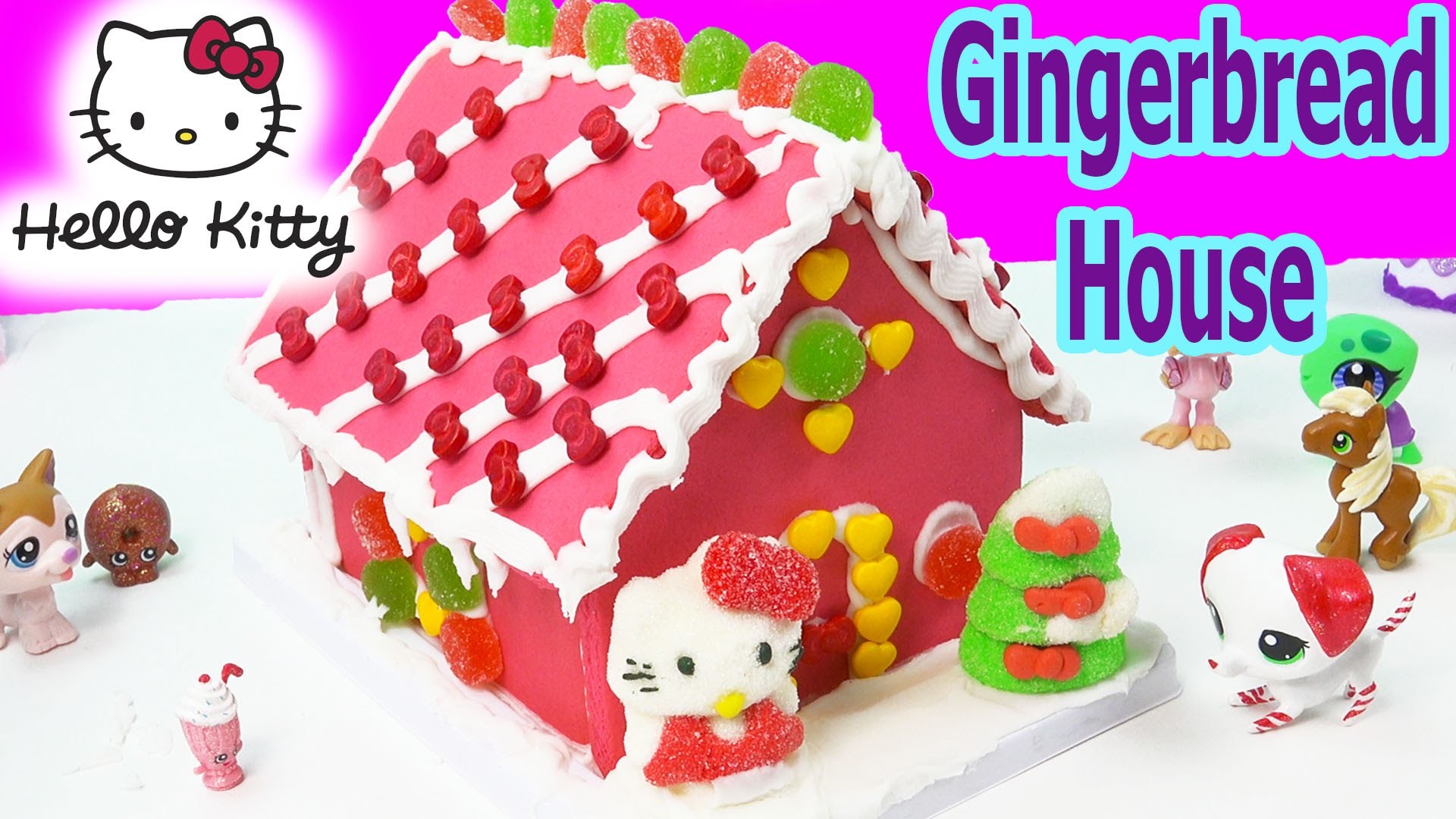 1920x1080 Hello Kitty Holiday Candy Pink Gingerbread Cookie House Making Kit Set  Frosting Gummy Christmas Food - YouTube
