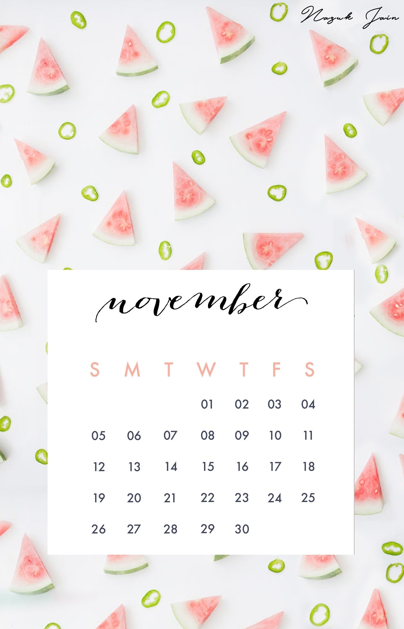 1350x2100 november 2018 calendar wallpaper