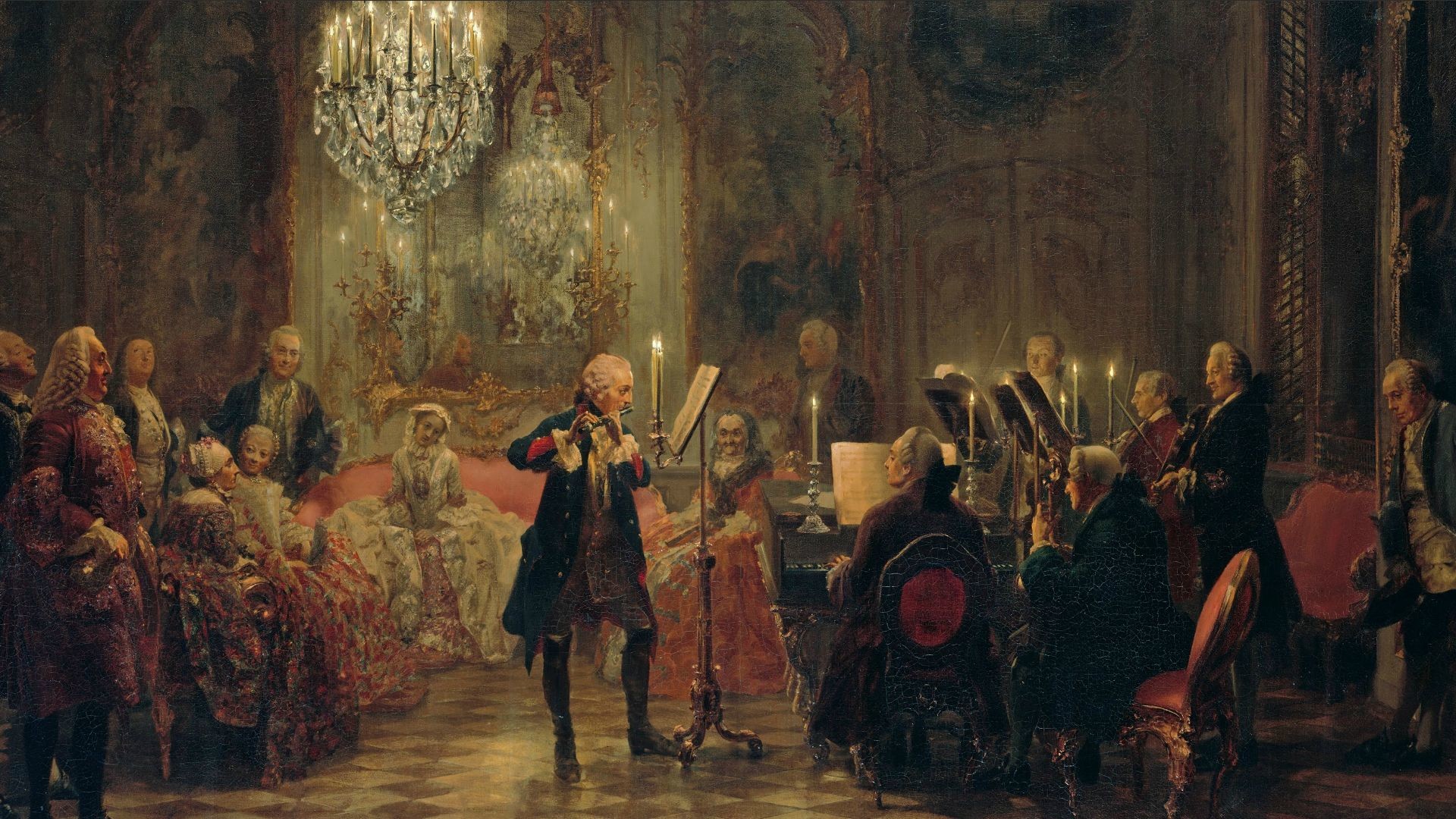 1920x1080 frederick, The, Great, The, Flute, Concert, Of, Sanssouci, Menzel,  Painting, Flute, Victorian, Concert Wallpapers HD / Desktop and Mobile  Backgrounds