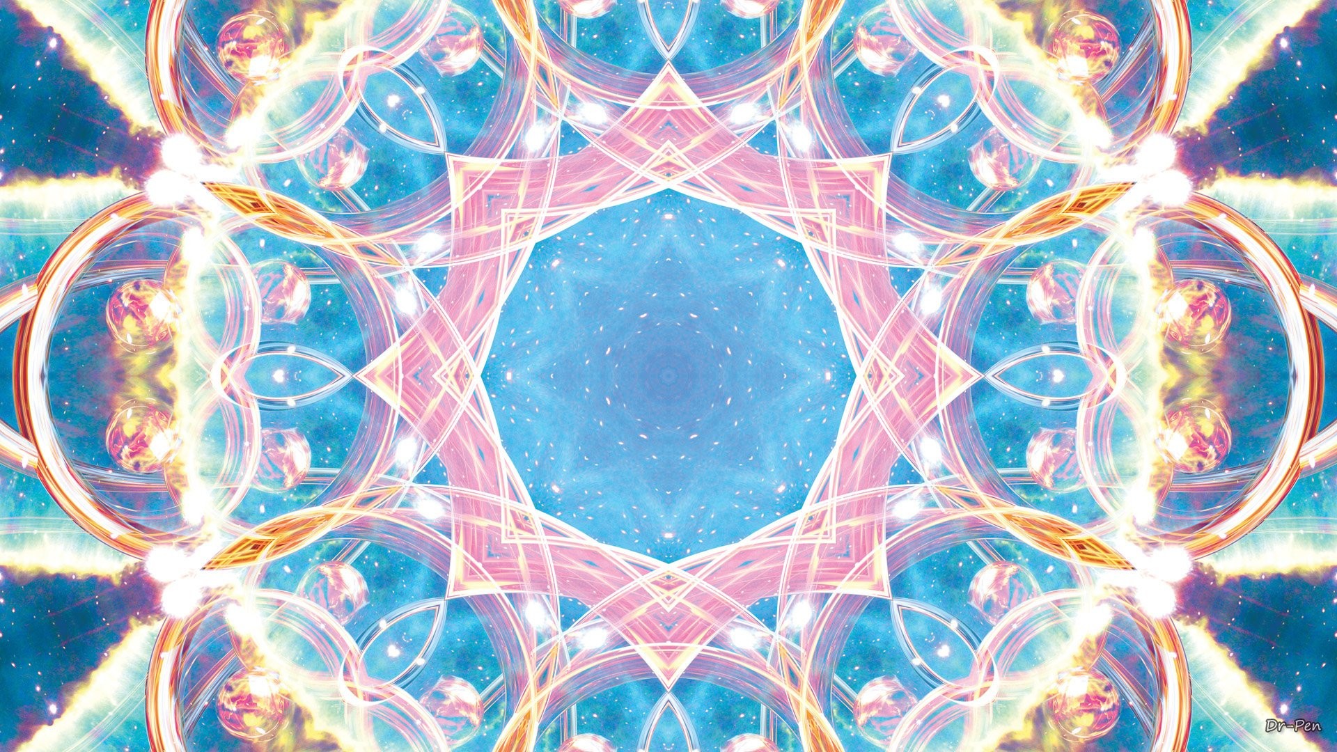 1920x1080 Abstract - Pattern Abstract Artistic Digital Mandala Manipulation Ring  Space Blue Bright Wallpaper