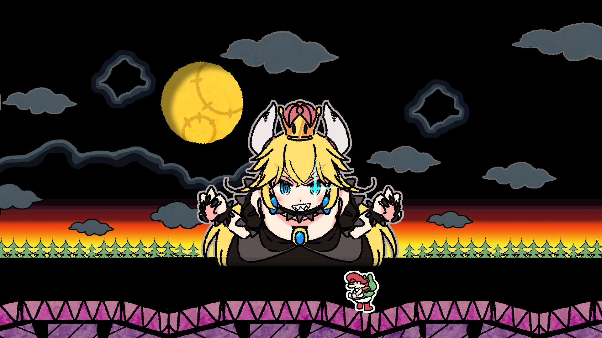 1920x1080 Tags: Anime, Super Mario Bros., Bowser, Bowsette, Fan Character,