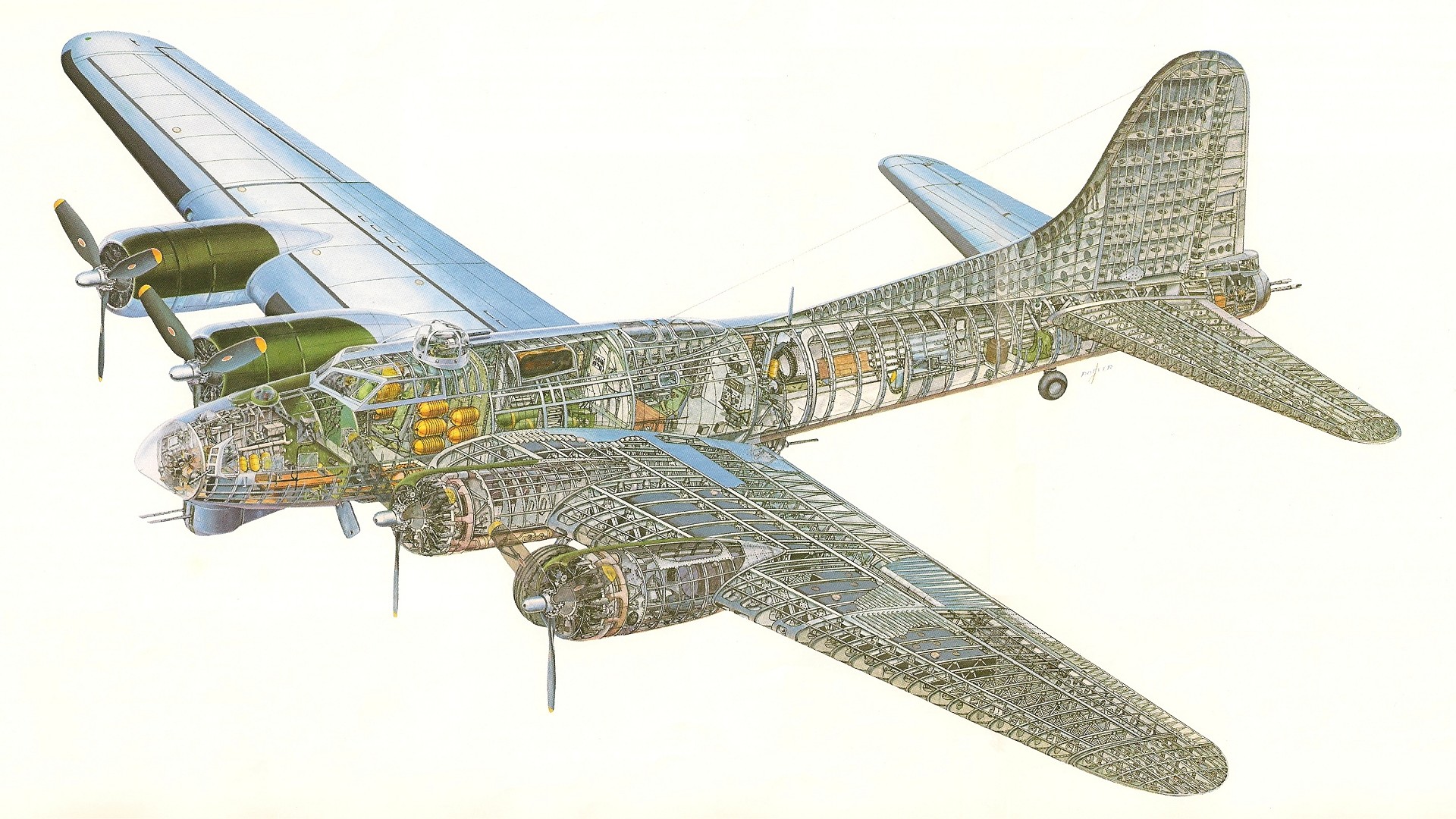 1920x1080 Schematic_b-17_flying_fortress.jpg (Obrazek JPEG, 1920Ã1080 pikseli) |  Boeing B-17 Flying Fortress | Pinterest | Cutaway, Aircraft and Planes