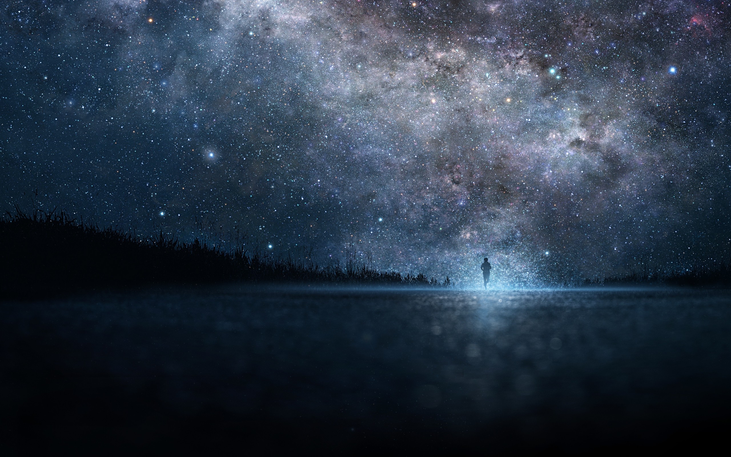 2560x1600 Preview wallpaper star, art, sky, night, people, silhouette 
