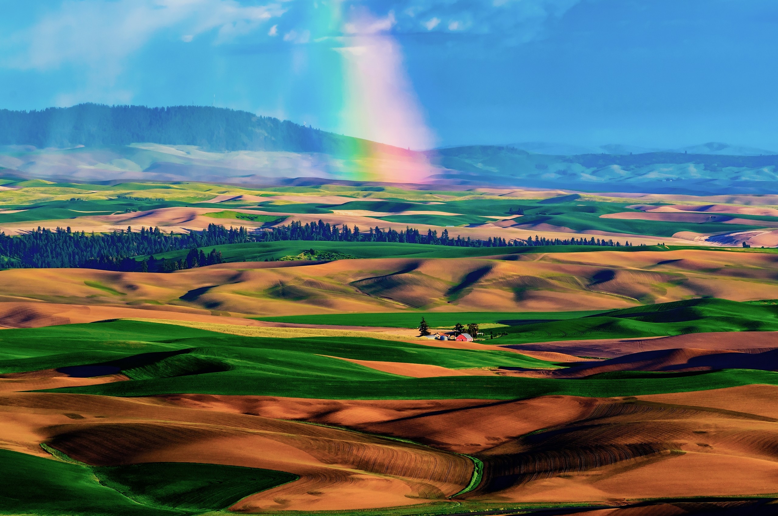 2560x1700 Wallpaper Fields, Rainbow, Hills, Sand, Desert, Oasis