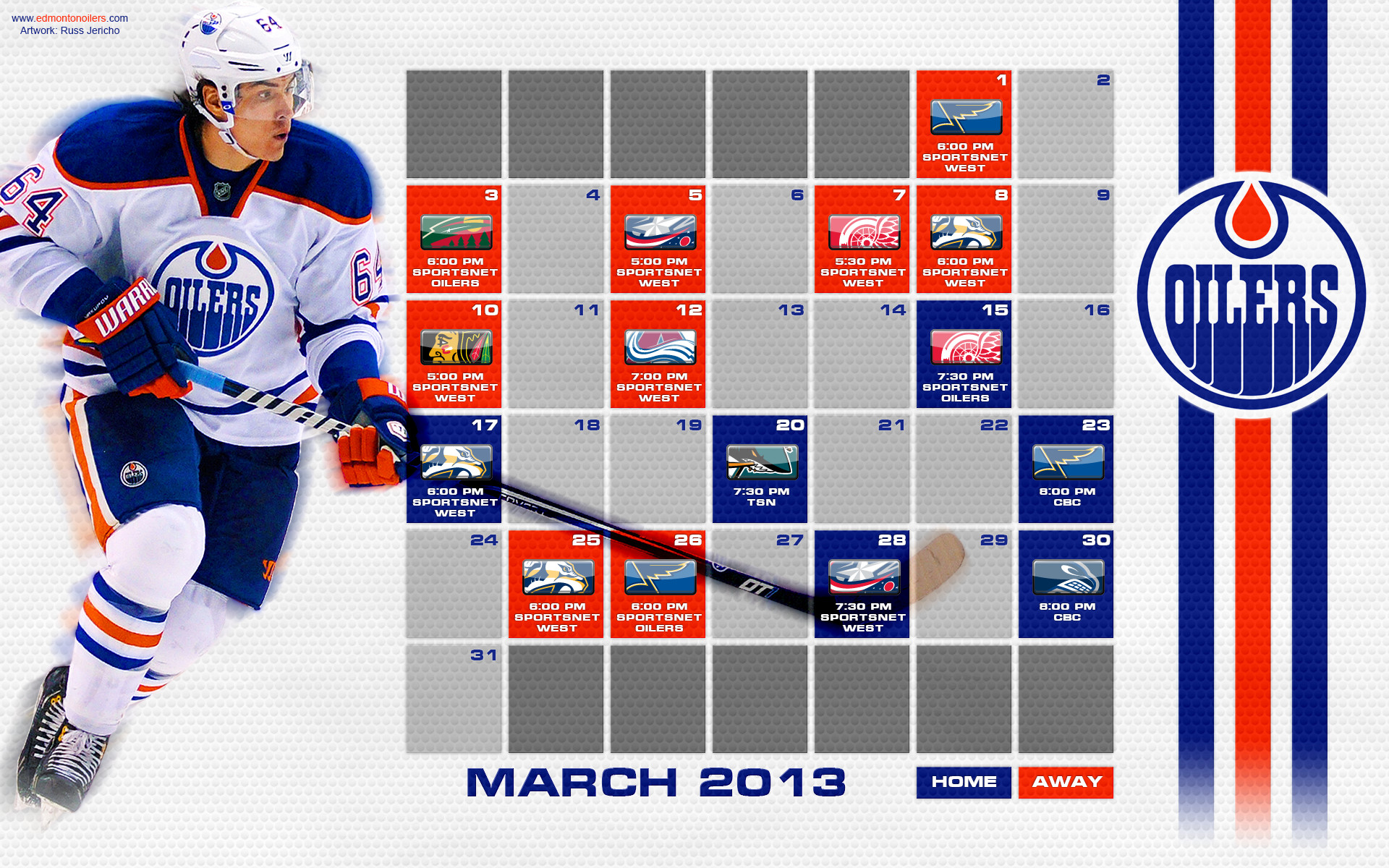1920x1200 ... Edmonton Oilers March 2013 Calendar Wallpaper by RussJericho23