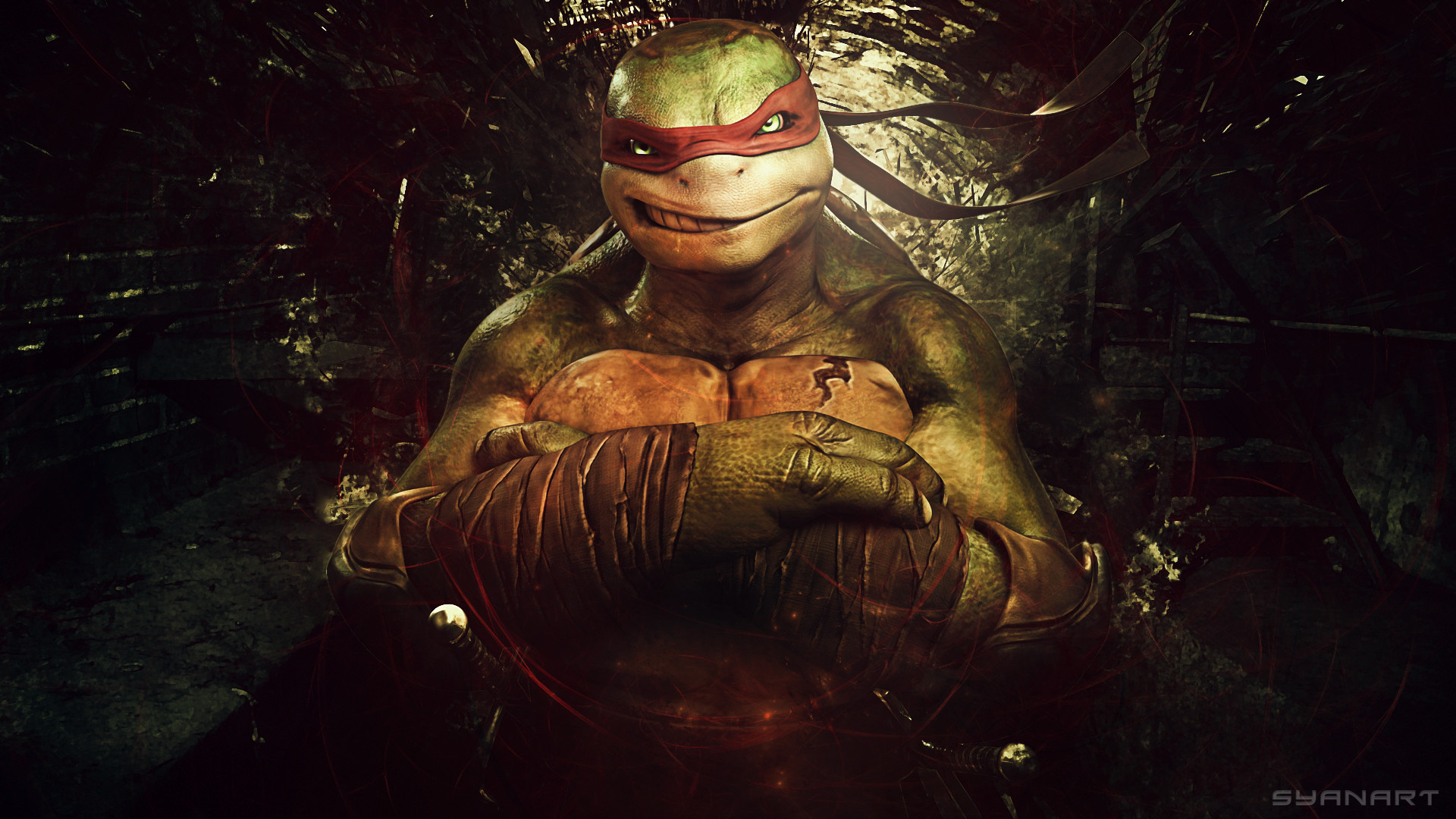 1920x1080 Raphael ninja turtles art
